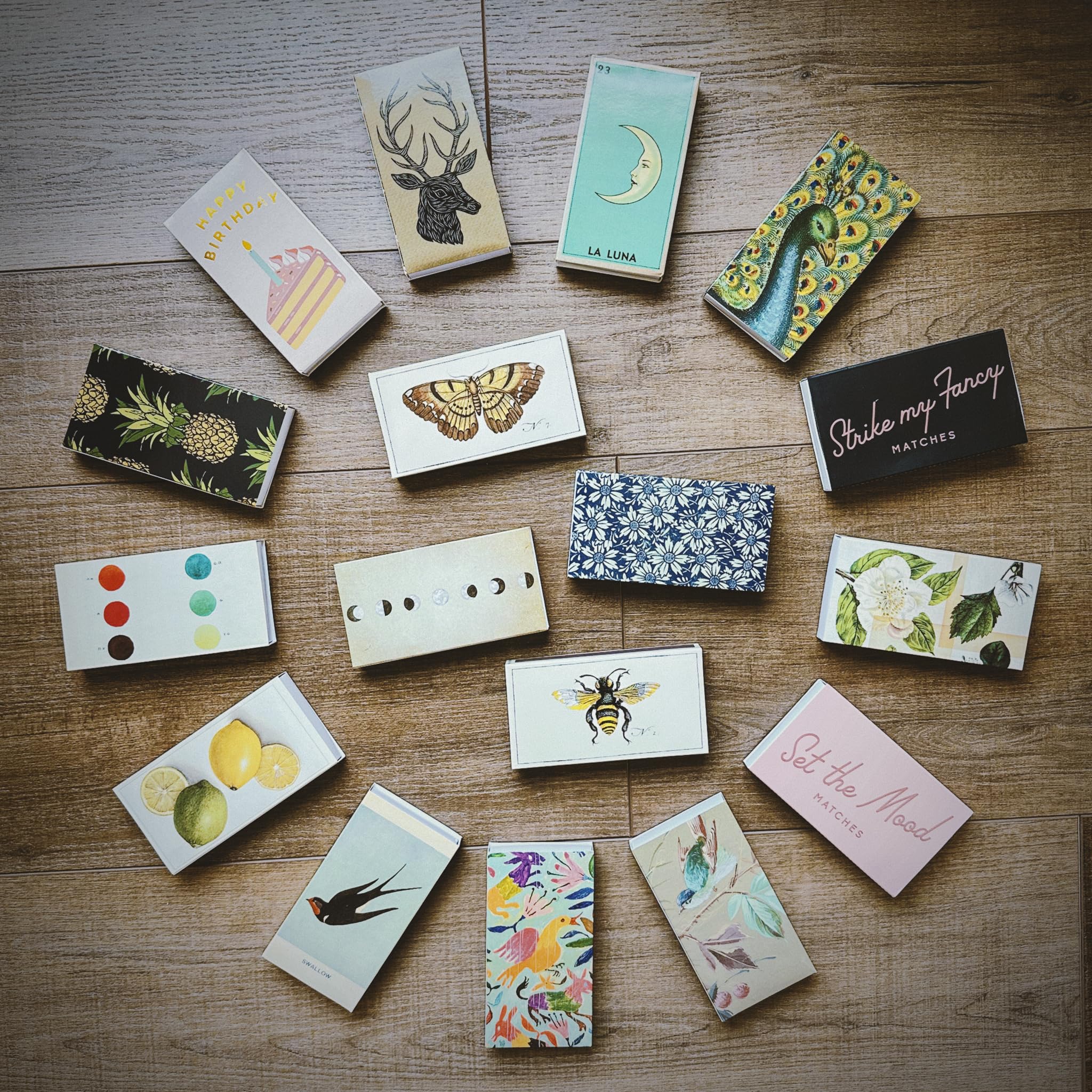4" White Matches + 2 Boxes of HomArt Drawn Trees Designer Matchboxes + Extra Striker Stickers Included | 100 Classic White Tip Safety Matches with Decorative Matchboxes | Gifts by Thankful Greetings - Image 6