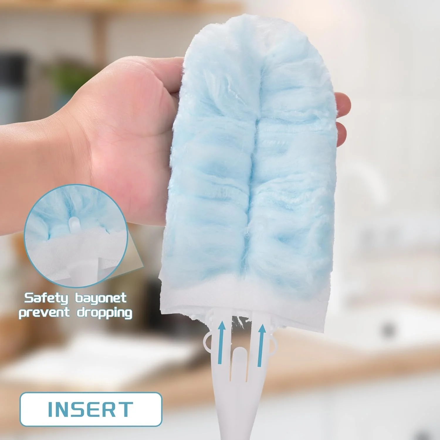 40 Count Duster Refills for Swiffer Duster Handle,360° Heavy Duty Duster Refills, Disposable Microfiber Duster for Dusting Furniture, Blinds, Ceiling Fans, Walls, (40 Count Refills& 2 Handle) - Image 3