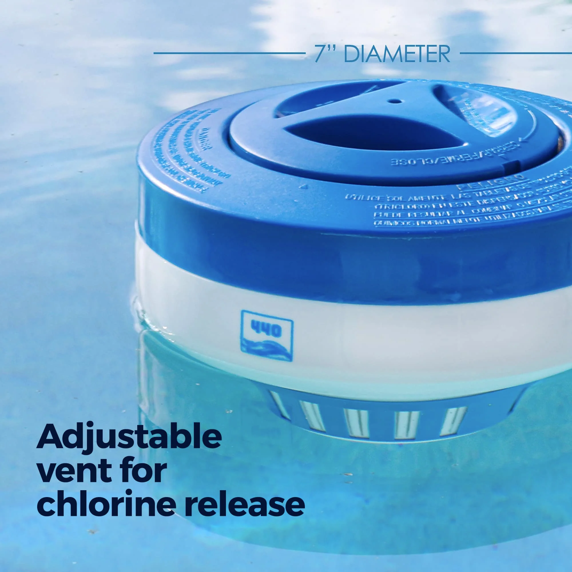 440 Pool Chlorine Floater Dispenser, Fits Up to 5 Pieces of 3-Inch Chlorine Tabs, Adjustable Flow, Control, Heavy-Duty Plastic - Suitable for Small & Large Pools - 9.6 Ounces - Image 6