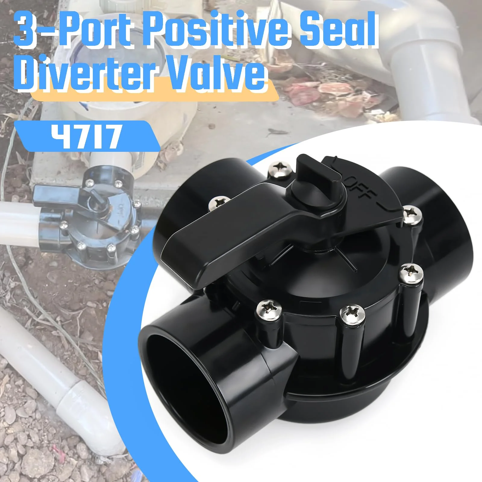 4717 3 Port 2 to 2-1/2-Inch Positive Seal NeverLube Valve Compatible with Jandy, 3 Way Diverter Valve Suitable for Ground Pool, Tub & Spa System - Image 3