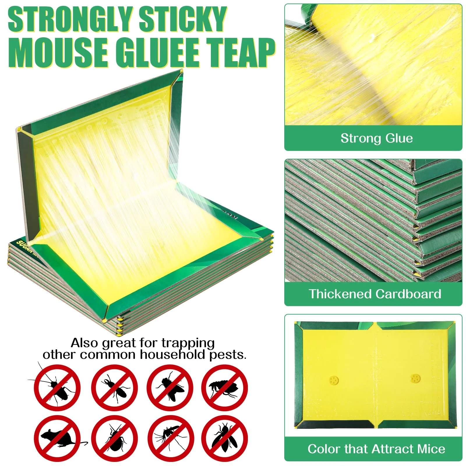 48 Pack Mouse Glue Traps Large Size Mouse Traps Sticky Pad with Enhanced Stickiness Pest Rat Sticky Traps Board for Rodent Cockroach and Other Insects House Indoor Outdoor - Image 4