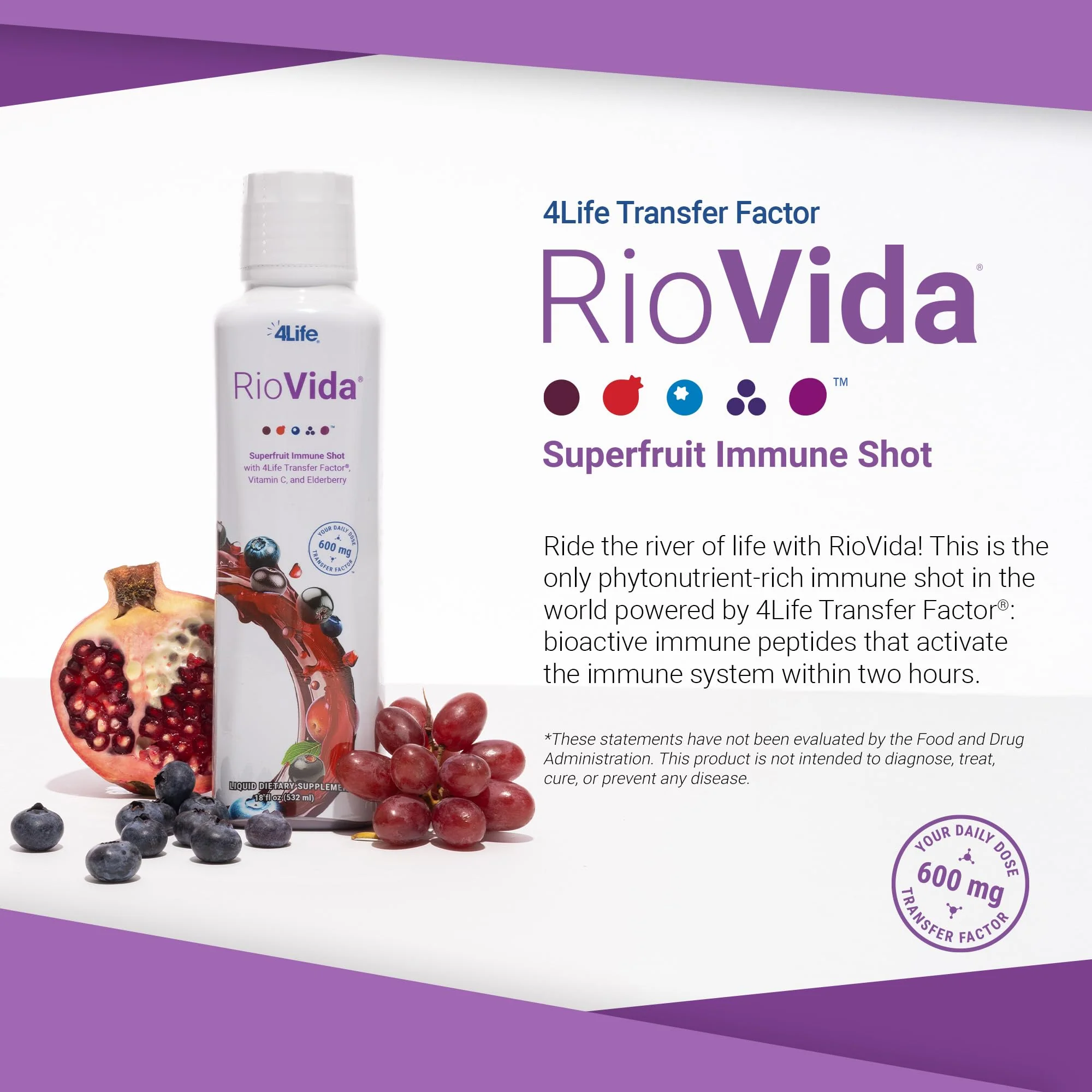 4Life Transfer Factor RioVida Tri-Factor Formula - Liquid Immune and Health Support with Vitamin C, Elderberry, Aronia Berry, Macqui, Blueberry, and Acai - Single Pack - Image 5
