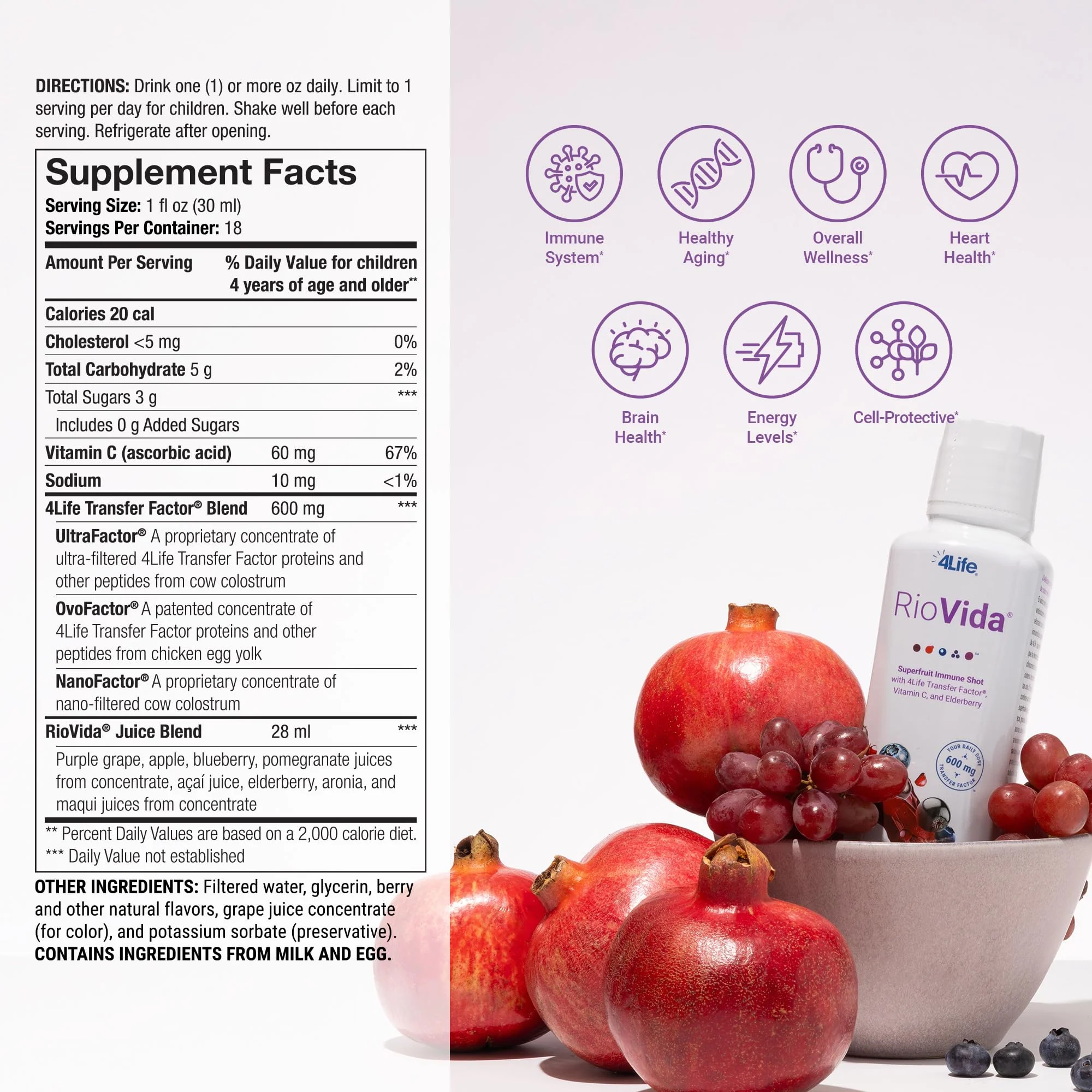 4Life Transfer Factor RioVida Tri-Factor Formula - Liquid Immune and Health Support with Vitamin C, Elderberry, Aronia Berry, Macqui, Blueberry, and Acai - Single Pack - Image 6