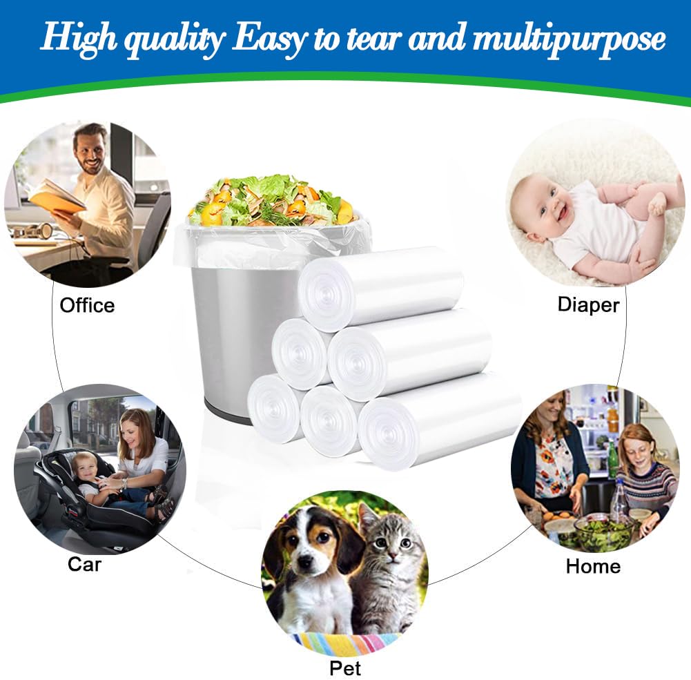 5 Gallon 80pcs (Fit 4.5-5.3 Gal) Small Clear Trash Bags Strong Garbage Bags, 18-20 Liter Bathroom Trash Can Bin Liners, Unscented Plastic Bags for Office, Waste Basket Liner, 4.5,5Gal-Clear - Image 5