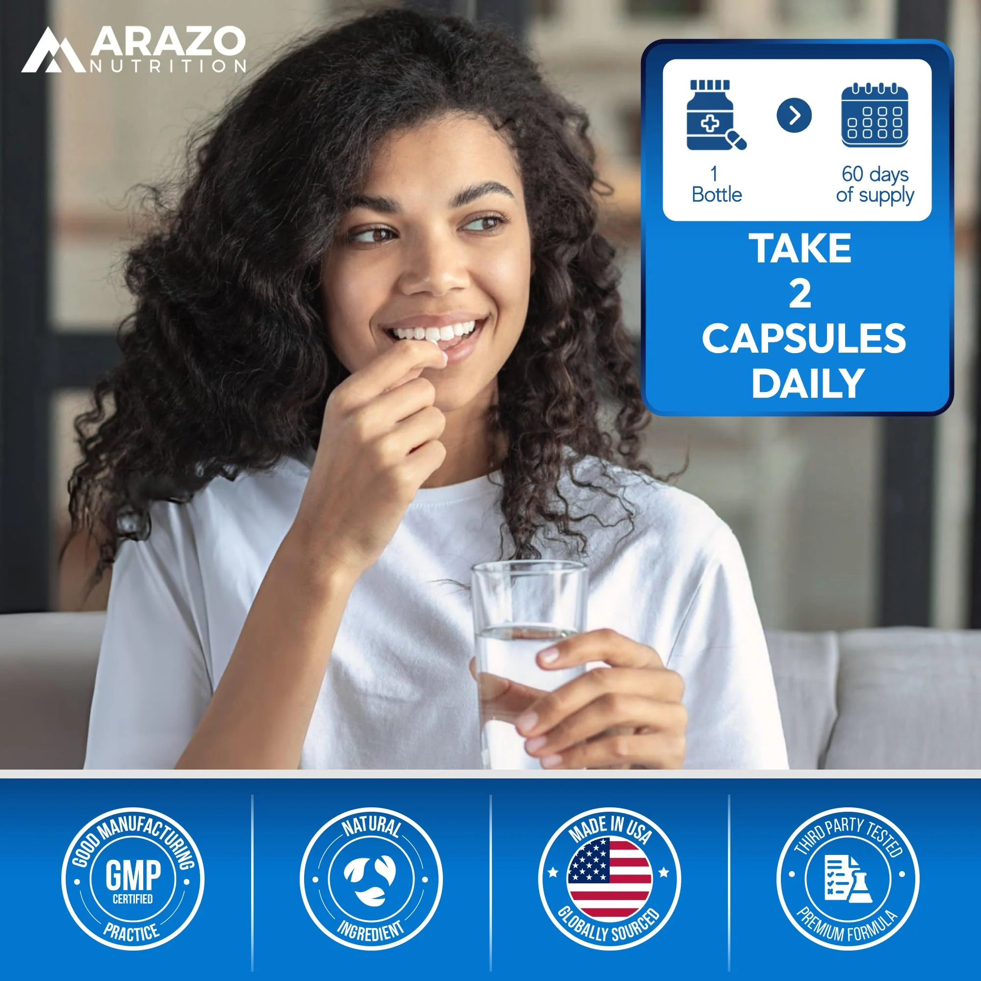 5-HTP 200 MG Per Serving Plus Calcium for Mood, Sleep – Supports Calm and Relaxed Mood – 99% High Purity – 120 Capsules – Arazo Nutrition - Image 4