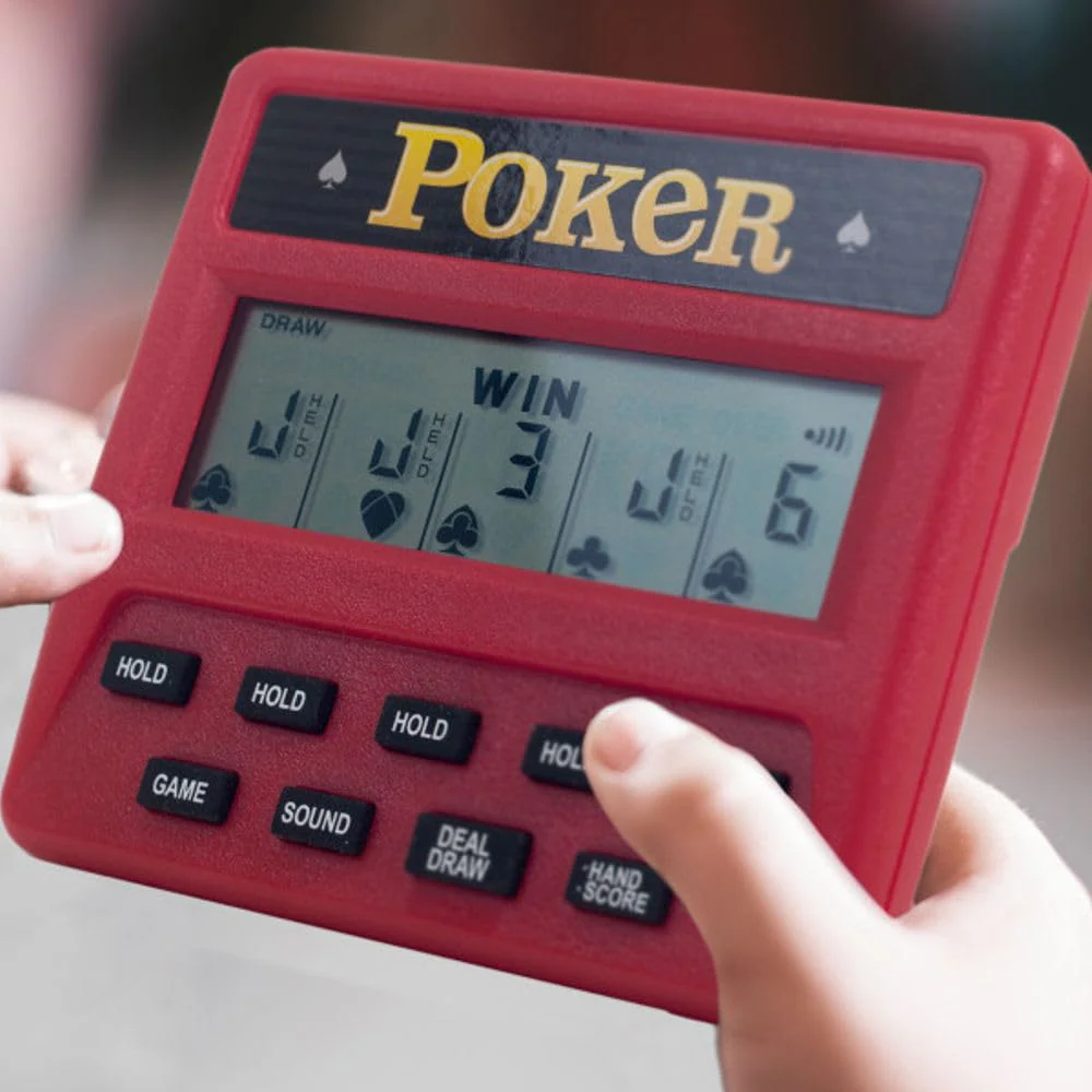 5-in-1 Hand Held Poker Game - Electronic Handheld Games for Adults Includes Draw, Deuces, Bonus, 2X and 2x2 Bonus - 3.9x3.4-Inch Pocket-Sized Travel Casino by Trademark Poker - Image 2