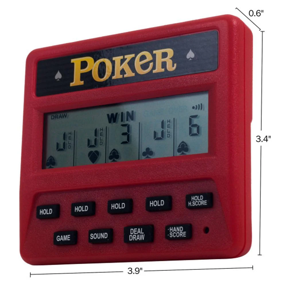 5-in-1 Hand Held Poker Game - Electronic Handheld Games for Adults Includes Draw, Deuces, Bonus, 2X and 2x2 Bonus - 3.9x3.4-Inch Pocket-Sized Travel Casino by Trademark Poker - Image 8