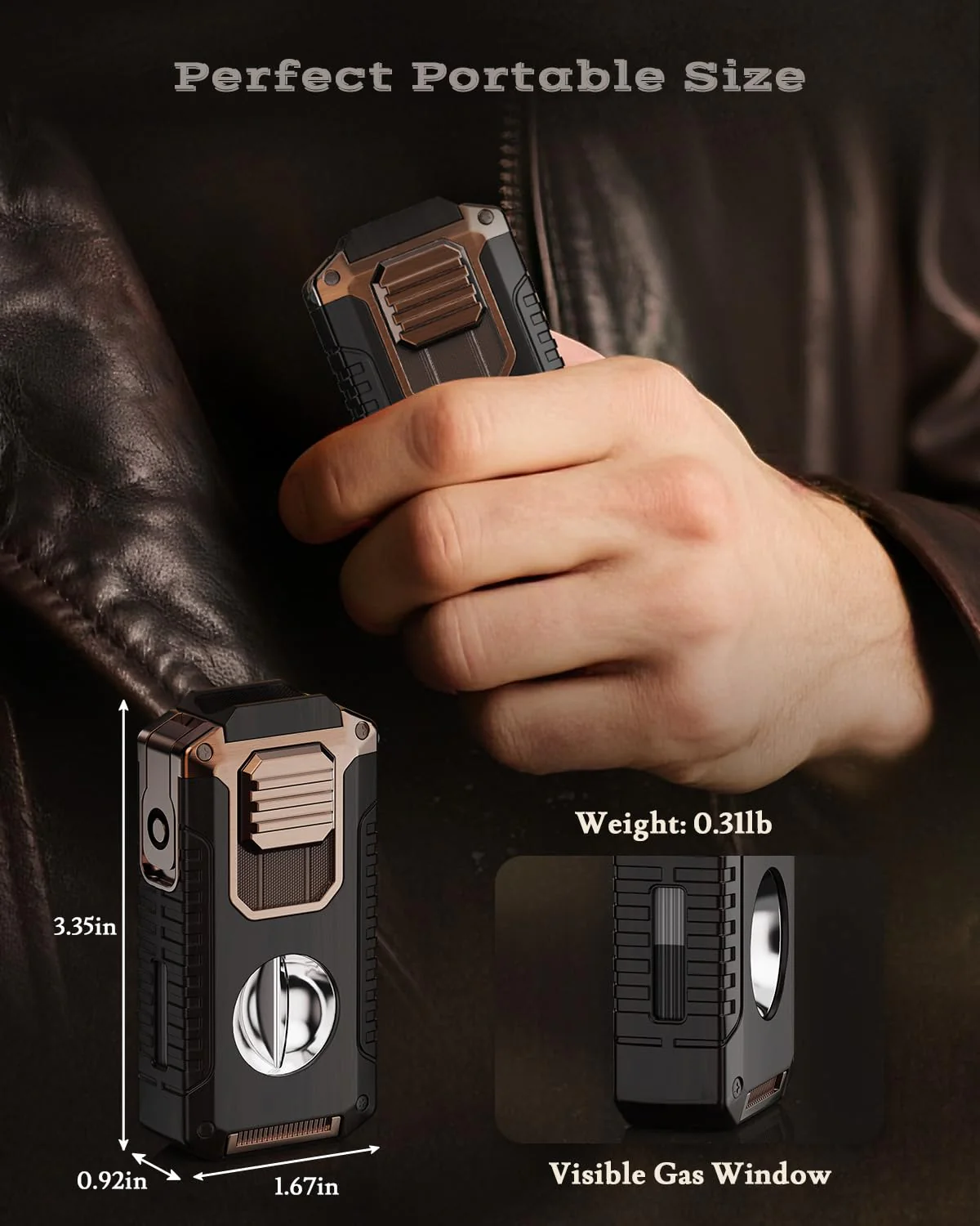 5-in-1 Torch Lighter with Tool, Punch, Holder and Draw Enhancer Tool, Triple Windproof Jet Flame, Refillable Lighters with Accessories, Cool Lighter Gifts for Men, Butane Lighter for Candle, Travel - Image 4