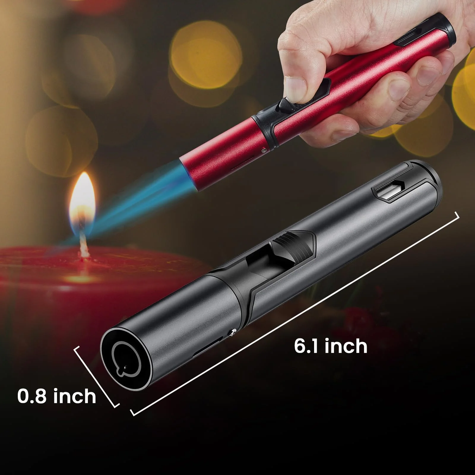 5 Pack Butane Torch Lighter, Urgrette 6-inch Refillable Pen Lighter Pencil Torch Lighter Adjustable Jet Flame Butane Lighter for Grill BBQ Candle Camping (Gas Not Included) - Image 2