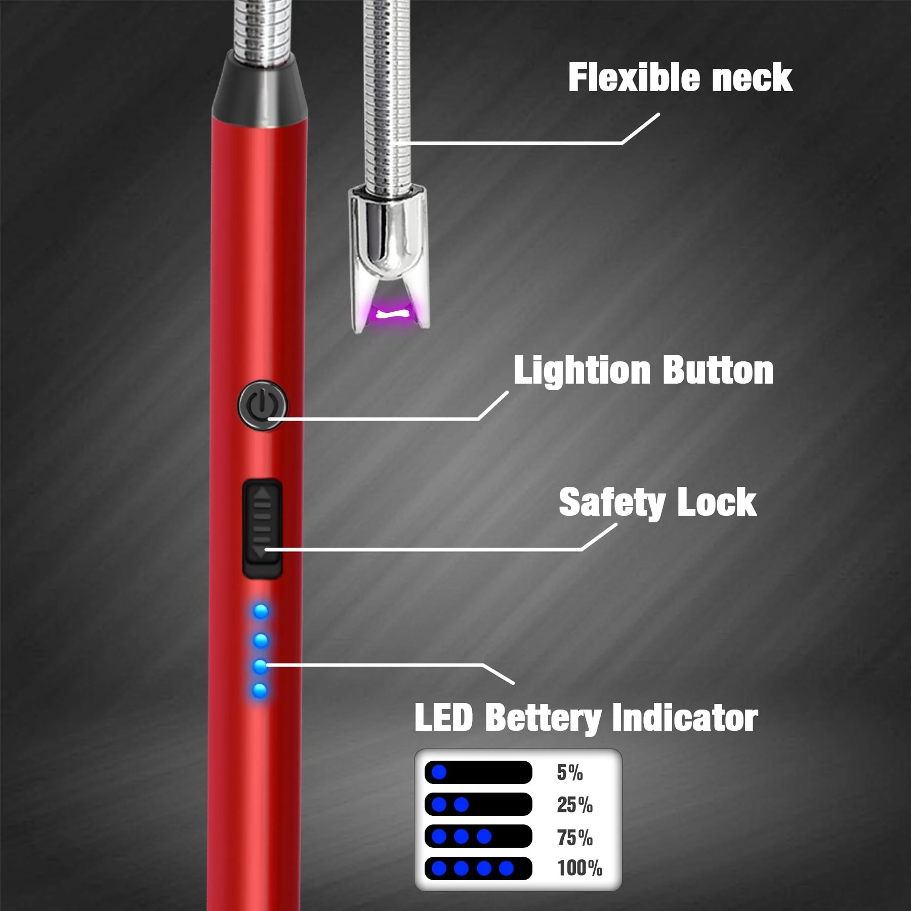 5 Pack Candle Lighter Electric Rechargeable Flameless Arc Lighters Flexible Neck USB Plasma Long Lighter for Candles BBQ Grill Camping Birthday Fireworks - Image 5