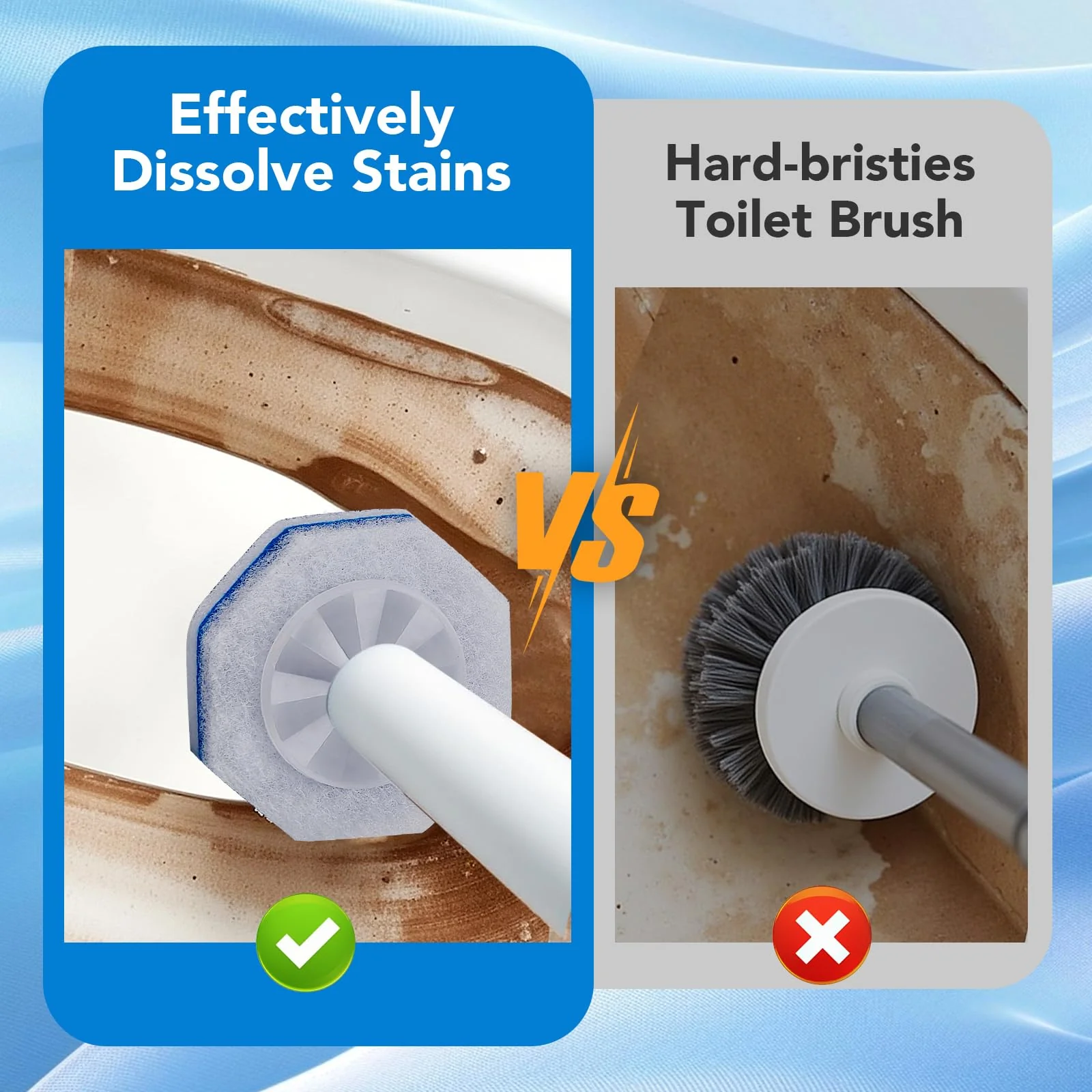 50 Pcs Disposable Toilet Bowl Wand Refills for Clorox, Upgraded Replacement Heads System Compatible with Clorox Toilet Wand Refills for Bathroom Cleaning - Image 2