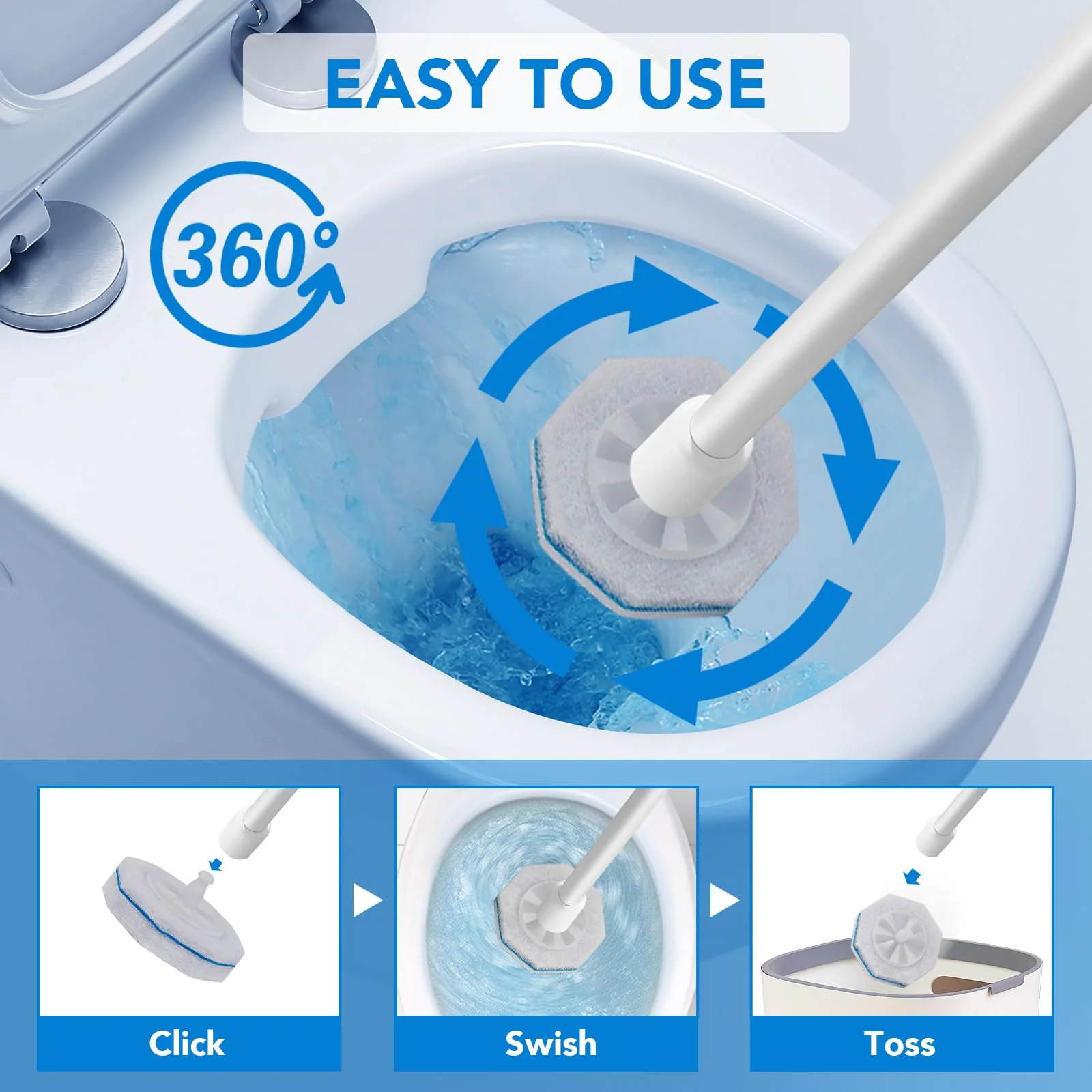 50 Pcs Disposable Toilet Bowl Wand Refills for Clorox, Upgraded Replacement Heads System Compatible with Clorox Toilet Wand Refills for Bathroom Cleaning - Image 4