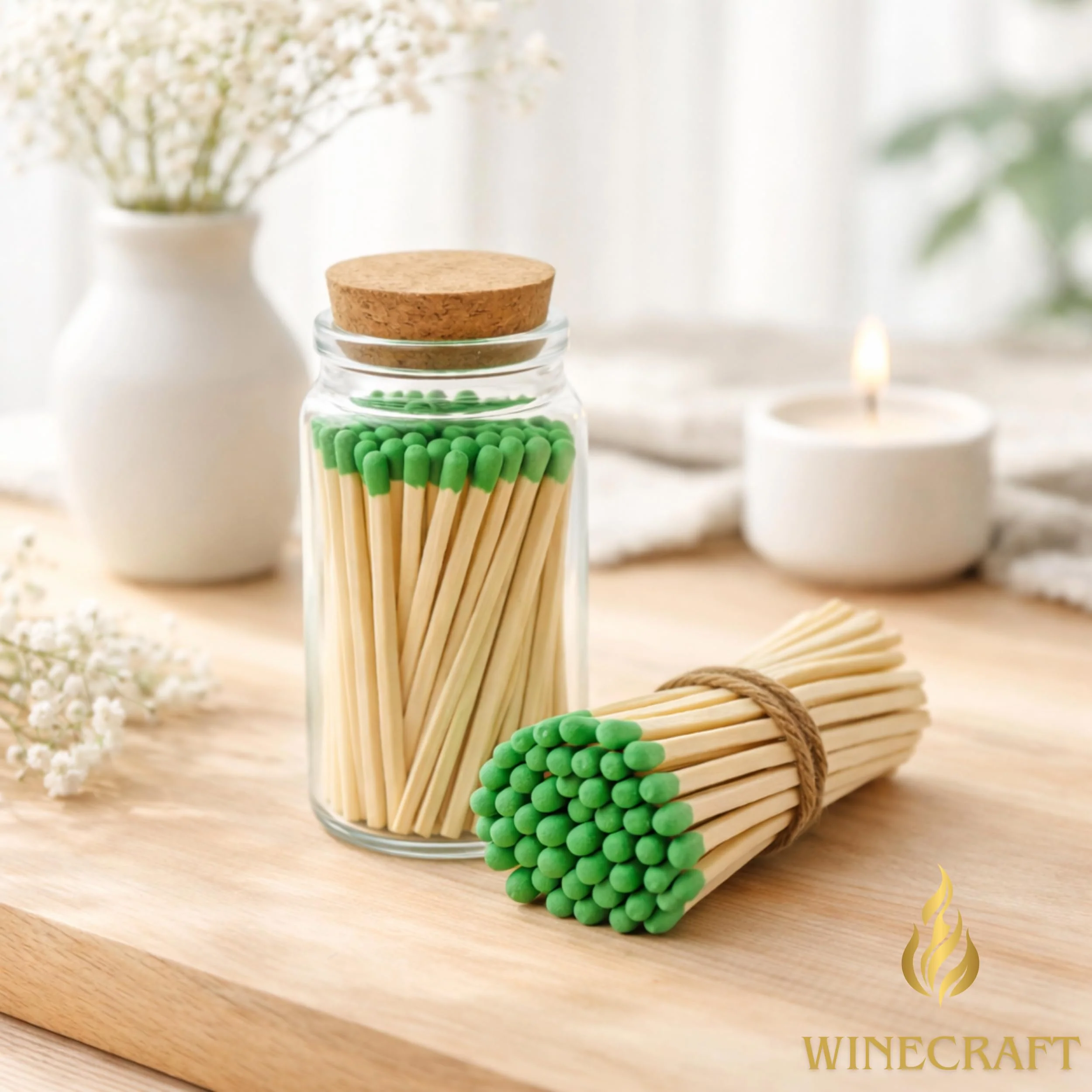 500 Count | 3" Green Matches | Strikers Included | Color Tip Wooden Match | Refill for Matchstick Jars, Candle Display, Holders & Bottles | 4 in inches Long - Image 5