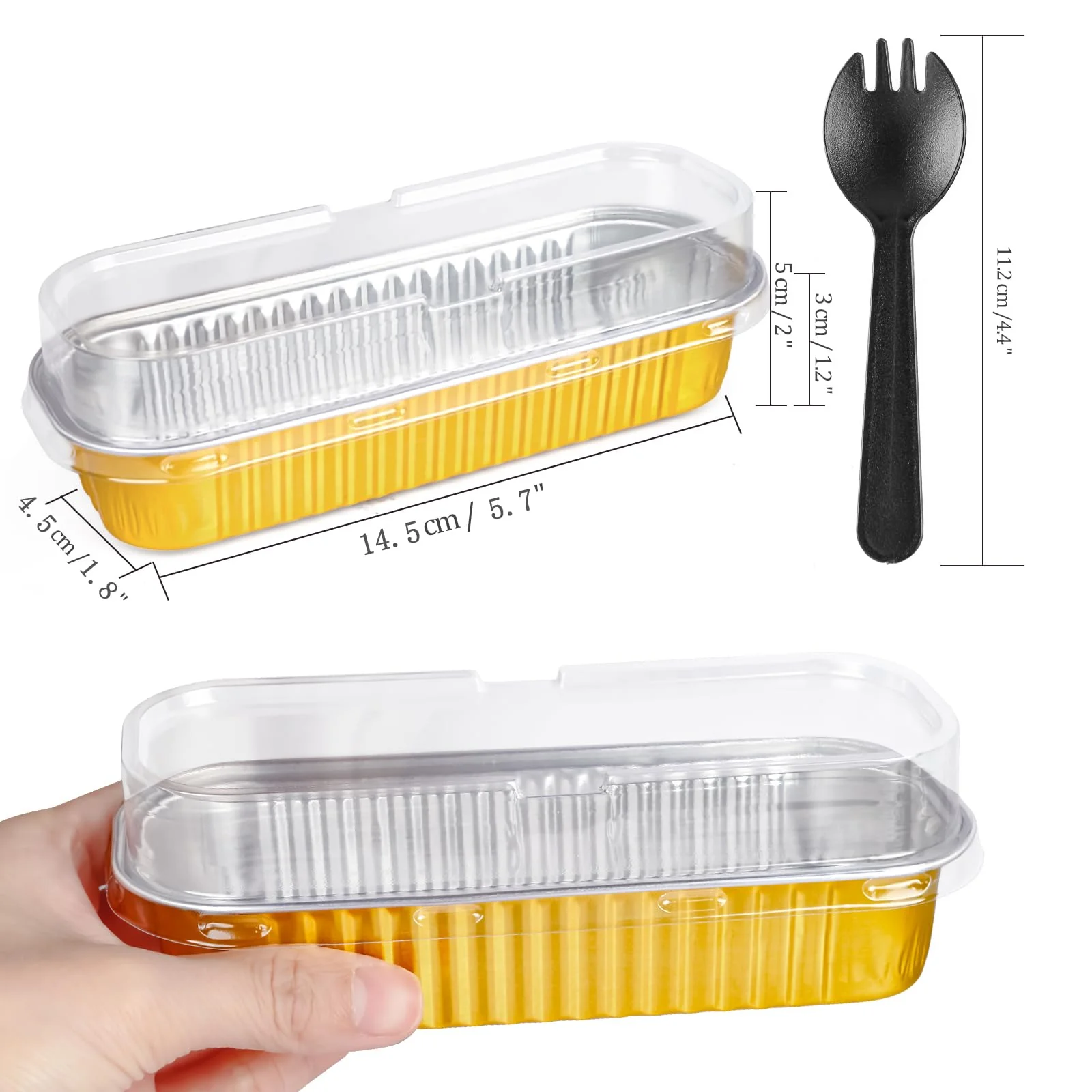 50PCS Rectangle Mini Loaf Pans With Lids,Mini Cake Pans with Lids,Disposable Ramekins Baking Cups Muffin Tins Cupcake Cups For Wedding Birthday Party,6.8oz（Gold） - Image 4