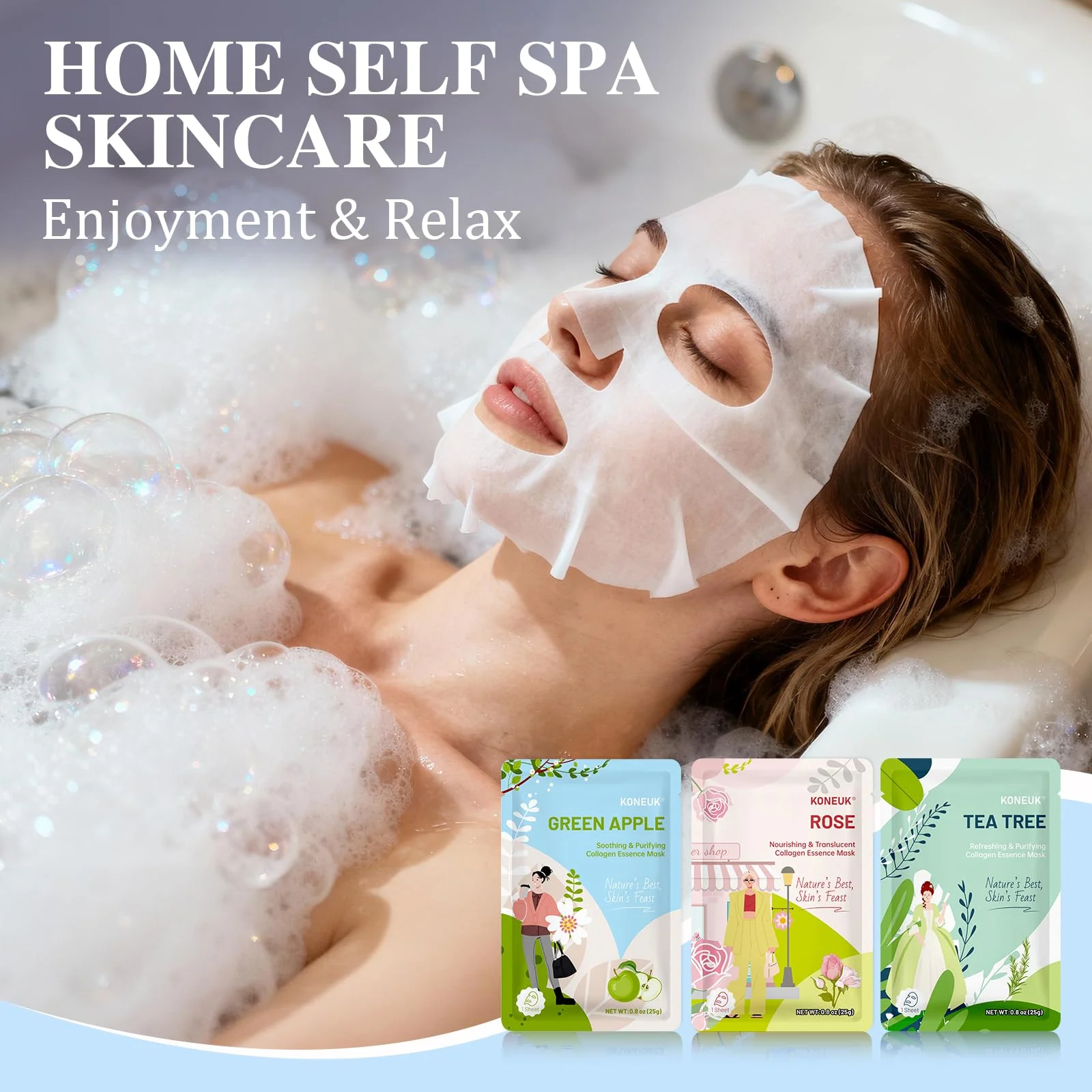 54 Pack Bulk Sheet Face Masks Skincare, Hydrating and Moisturizing Face Mask for All Skin Types, Collagen Facial Masks for Skin Care, Easter Basket Stuffers, Mothers Day Gifts (9 Types x 6 Pcs) - Image 2