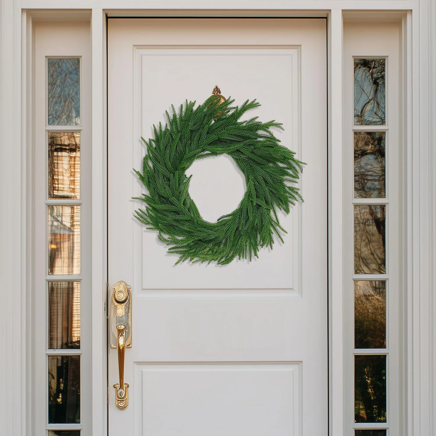 6 Ft 2 Pcs Artificial Norfolk Pine Garland, Real Touch Green Faux Greenery Garland for Christmas Table, Mantle, Wall, Fireplace, Indoor Outdoor Holiday Decor - Image 4