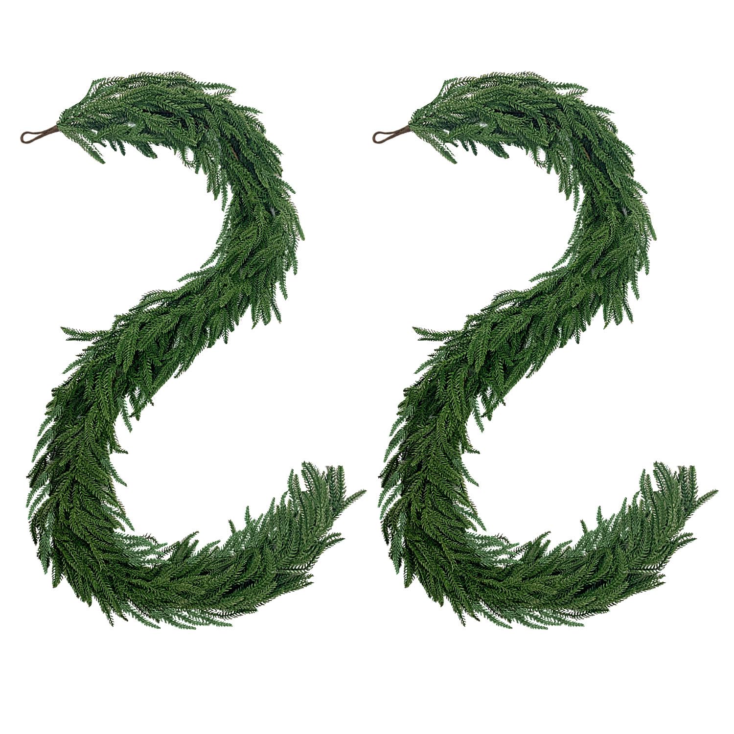 6 Ft 2 Pcs Artificial Norfolk Pine Garland, Real Touch Green Faux Greenery Garland for Christmas Table, Mantle, Wall, Fireplace, Indoor Outdoor Holiday Decor - Image 7