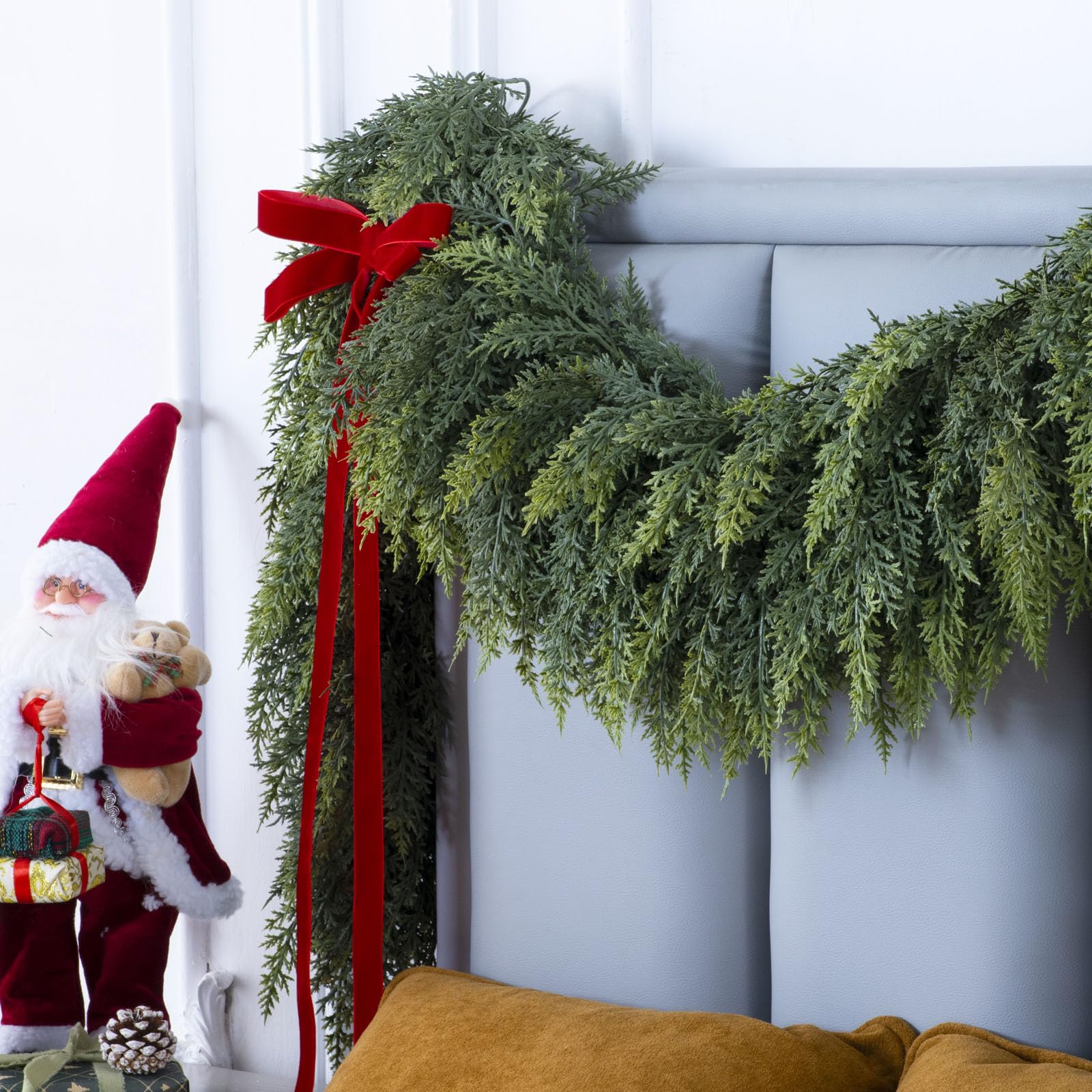 6 Ft Christmas Cedar Garland, Realistic Faux Pine Garlands, Green Artificial Greenery Garland for Winter Home, Mantle, Fireplace, Indoor, Outdoor Christmas Decorations (1Pcs) - Image 2