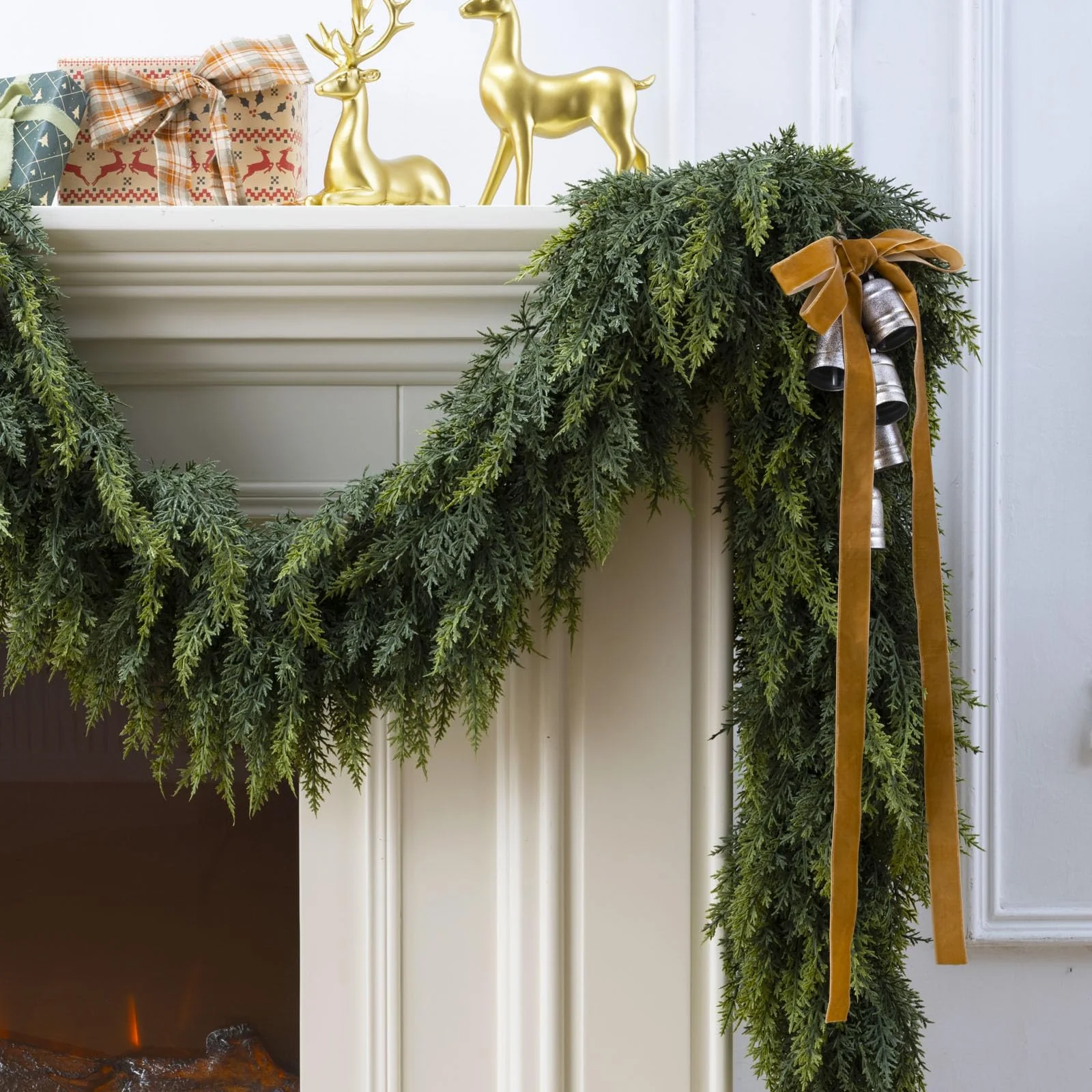 6 Ft Christmas Cedar Garland, Realistic Faux Pine Garlands, Green Artificial Greenery Garland for Winter Home, Mantle, Fireplace, Indoor, Outdoor Christmas Decorations (1Pcs) - Image 4