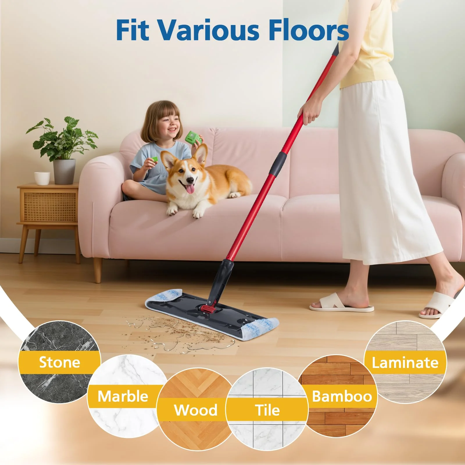 6 Pack H2prO Mop Pads Compatible with O Ceda H2PrO Flat Mop System, 100% Microfiber Mop Head Replacements, Washable and Reusable for H2prO Mop Refills, White - Image 4