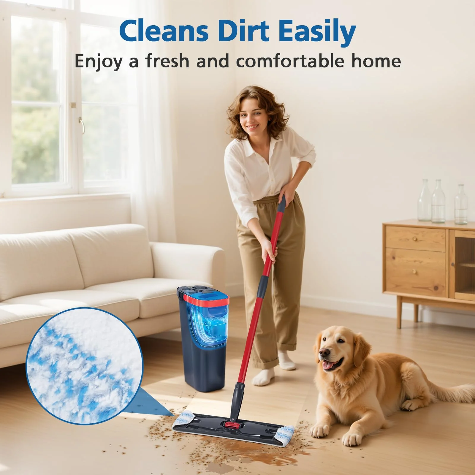 6 Pack H2prO Mop Pads Compatible with O Ceda H2PrO Flat Mop System, 100% Microfiber Mop Head Replacements, Washable and Reusable for H2prO Mop Refills, White - Image 5