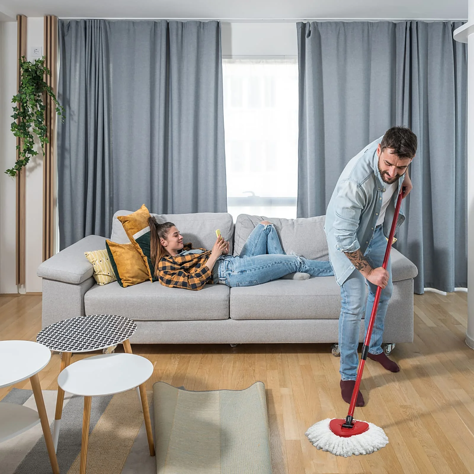6 Pack Mop Replacement Heads for O-Ceda EasyWrin Spin Mop, Microfiber Spin Mop Refills, Easy Cleaning Mop Head Replacement White - Image 4