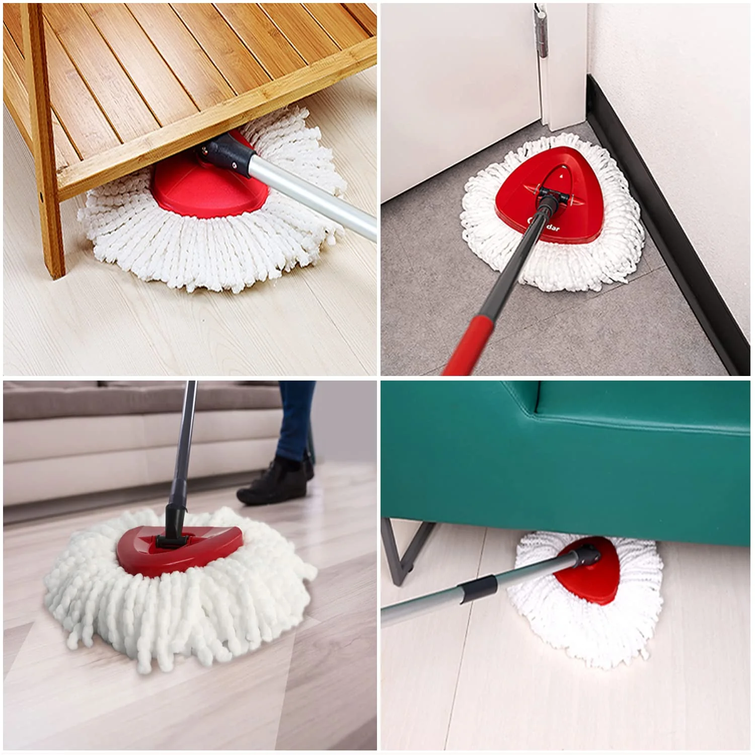 6 Pack Mop Replacement Heads for O-Ceda EasyWrin Spin Mop, Microfiber Spin Mop Refills, Easy Cleaning Mop Head Replacement White - Image 6