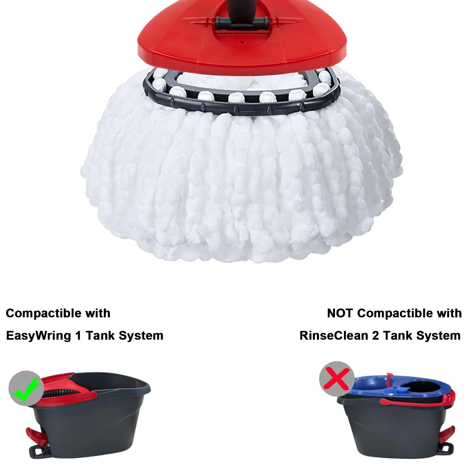 6 Pack Mop Replacement Heads for O-Ceda EasyWrin Spin Mop, Microfiber Spin Mop Refills, Easy Cleaning Mop Head Replacement White - Image 8