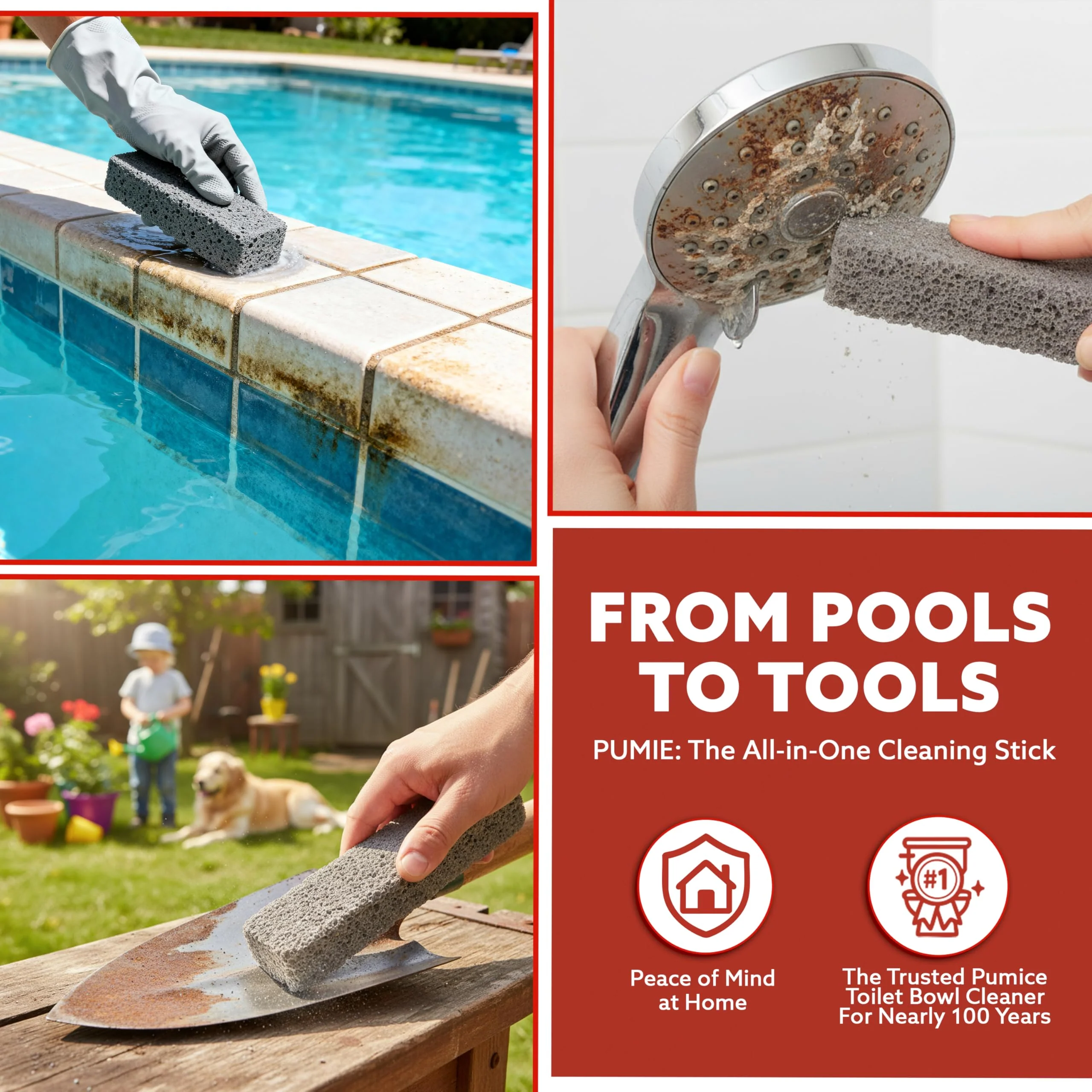 6-Pack PUMIE HDW Scouring Stick for Toilet Bowl Cleaning, Cleans Toilet Bowl Hard Water Rings, Buildups, Rust & Tough Stains, Perfect Pumice Stone for Cleaning Bathtub, Pools, Kitchens, Sinks & Grills - Image 2