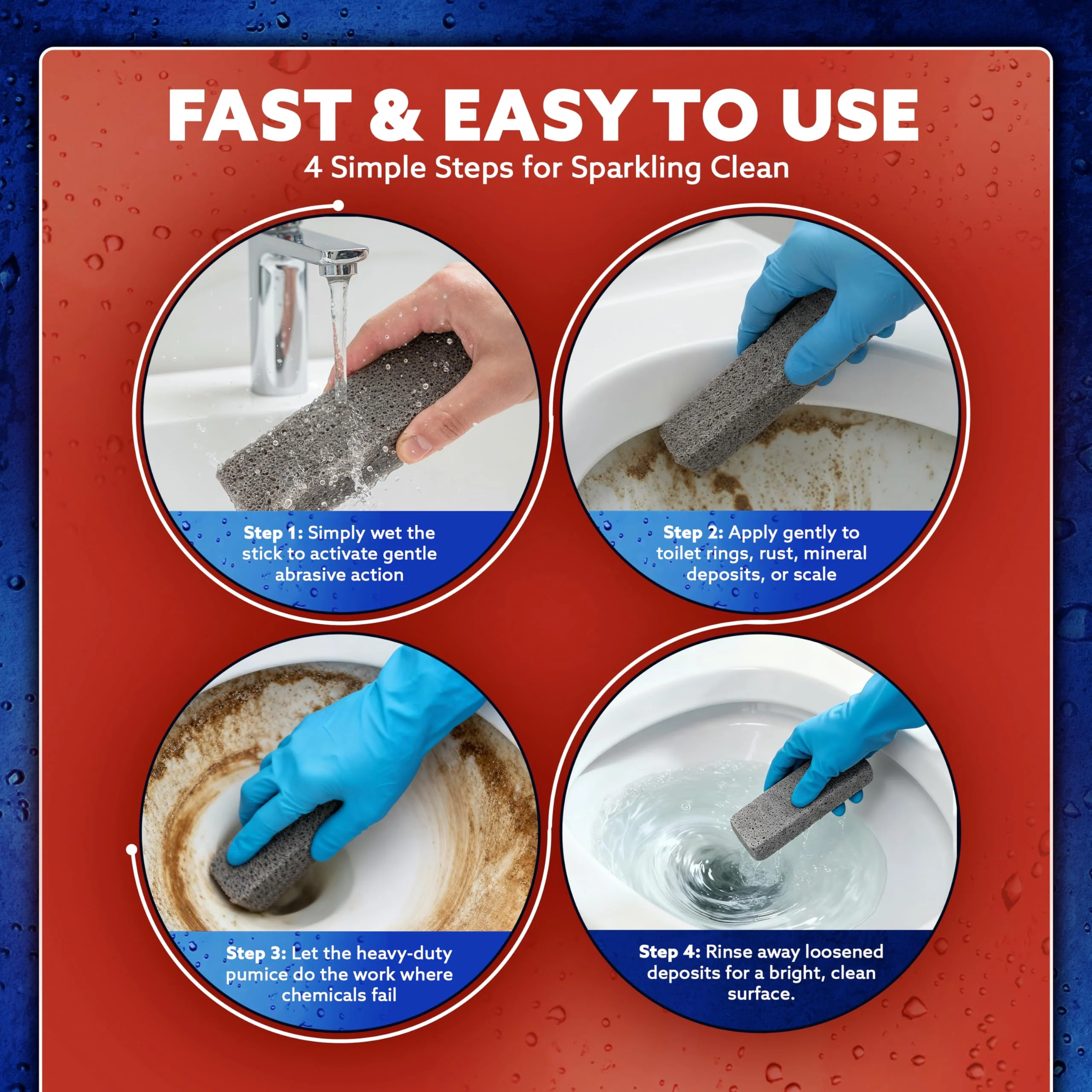6-Pack PUMIE HDW Scouring Stick for Toilet Bowl Cleaning, Cleans Toilet Bowl Hard Water Rings, Buildups, Rust & Tough Stains, Perfect Pumice Stone for Cleaning Bathtub, Pools, Kitchens, Sinks & Grills - Image 4