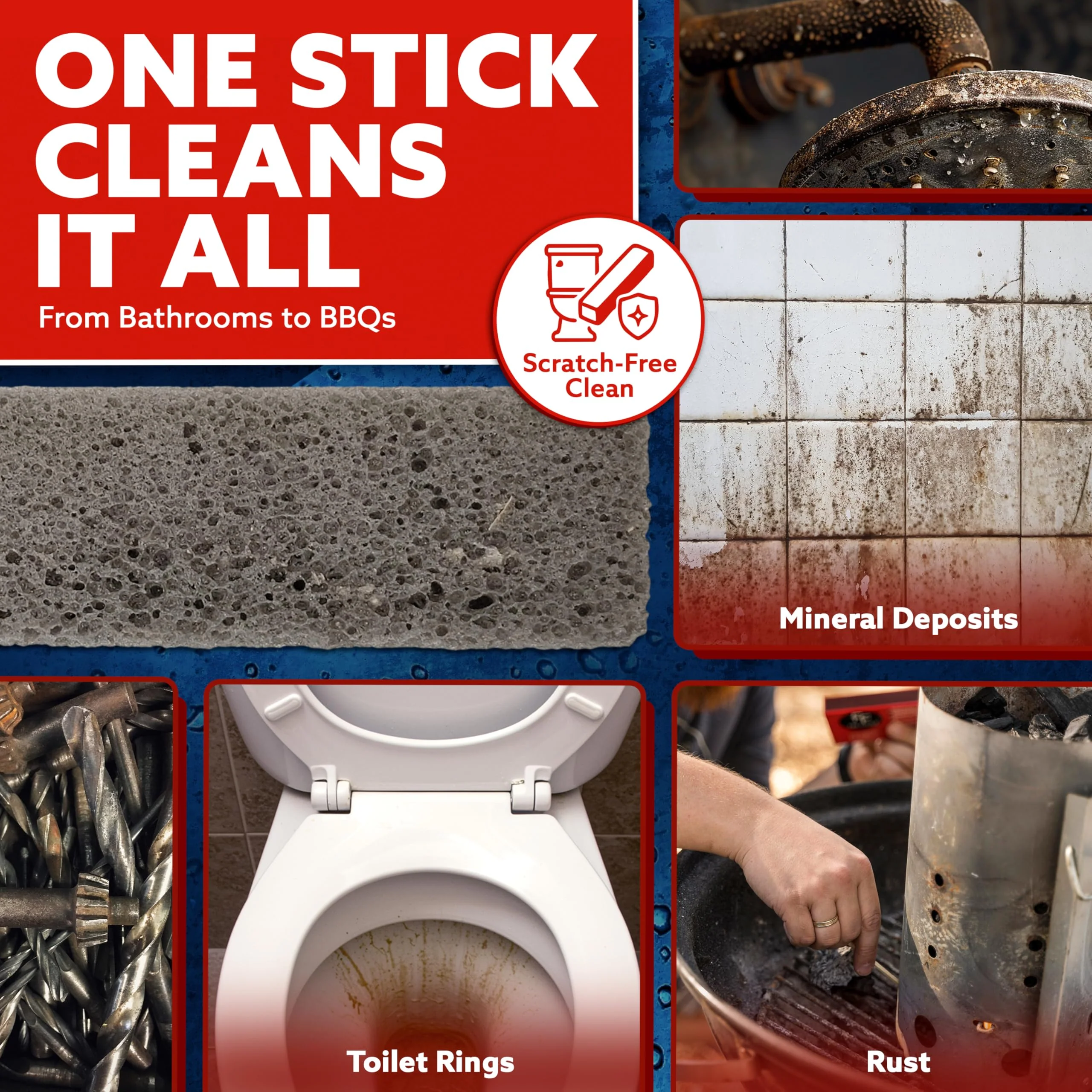 6-Pack PUMIE HDW Scouring Stick for Toilet Bowl Cleaning, Cleans Toilet Bowl Hard Water Rings, Buildups, Rust & Tough Stains, Perfect Pumice Stone for Cleaning Bathtub, Pools, Kitchens, Sinks & Grills - Image 7