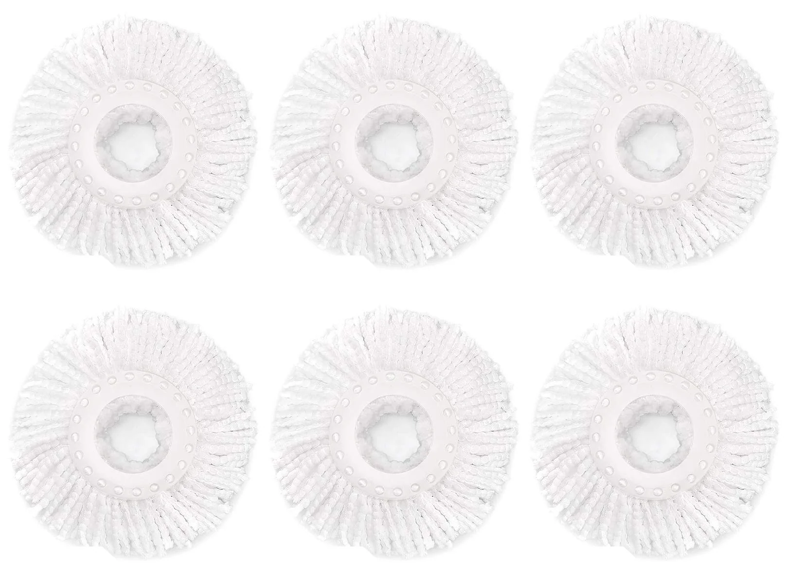 6 Pack Spin Mop Replacement Head for Hurrica, Mopnad, Cassabel and Other 360 Spin Mop Systems, Microfiber Spin Mop Refills (6pc-White)