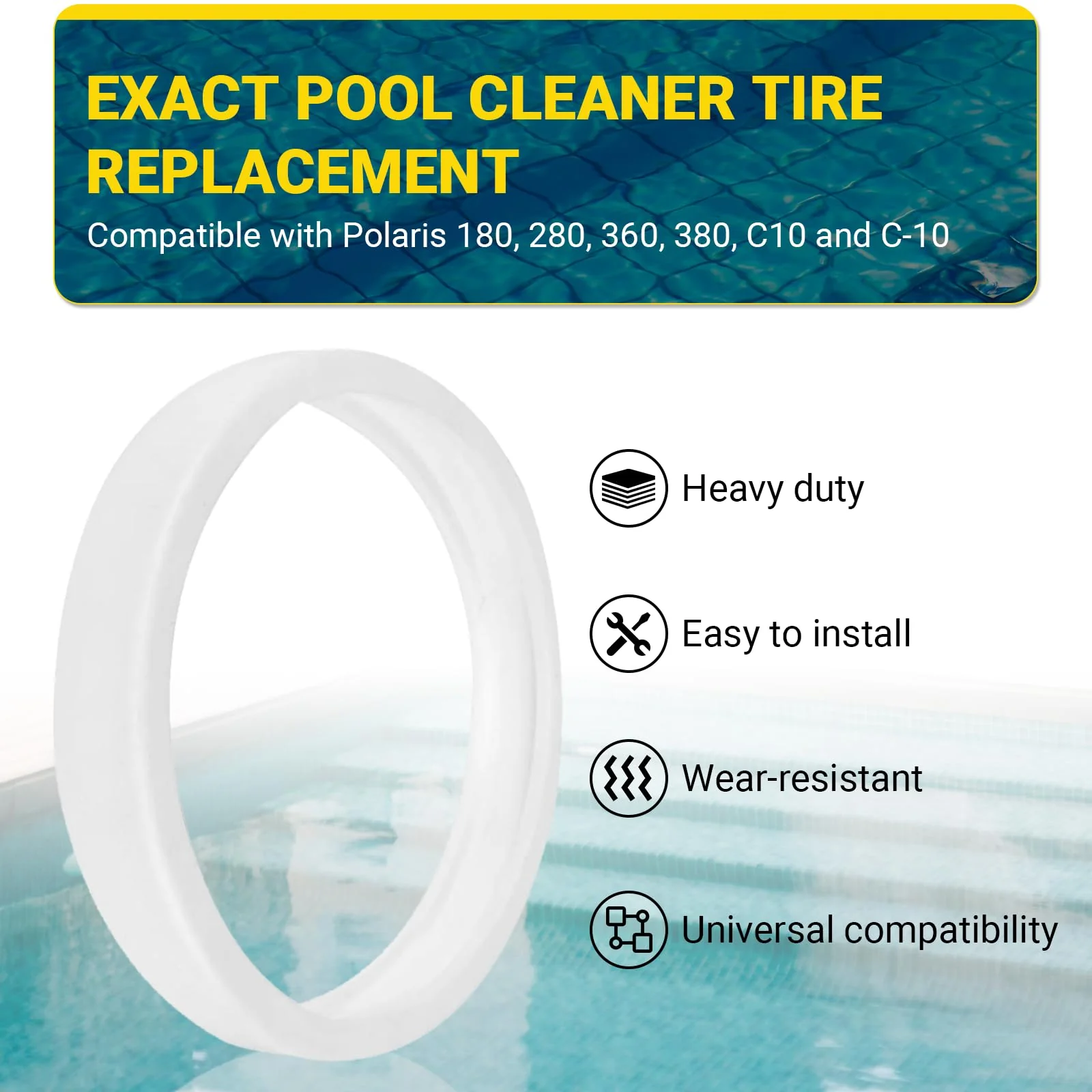 (6-Pack) The Exact Pool Cleaner Tire Replacement - Compatible with Polaris 180, 280, 360, 380, C10 and C-10 | Made of Premium, Heavy Duty Rubber - Improving The Parts Life Cycle by 50% - Image 6