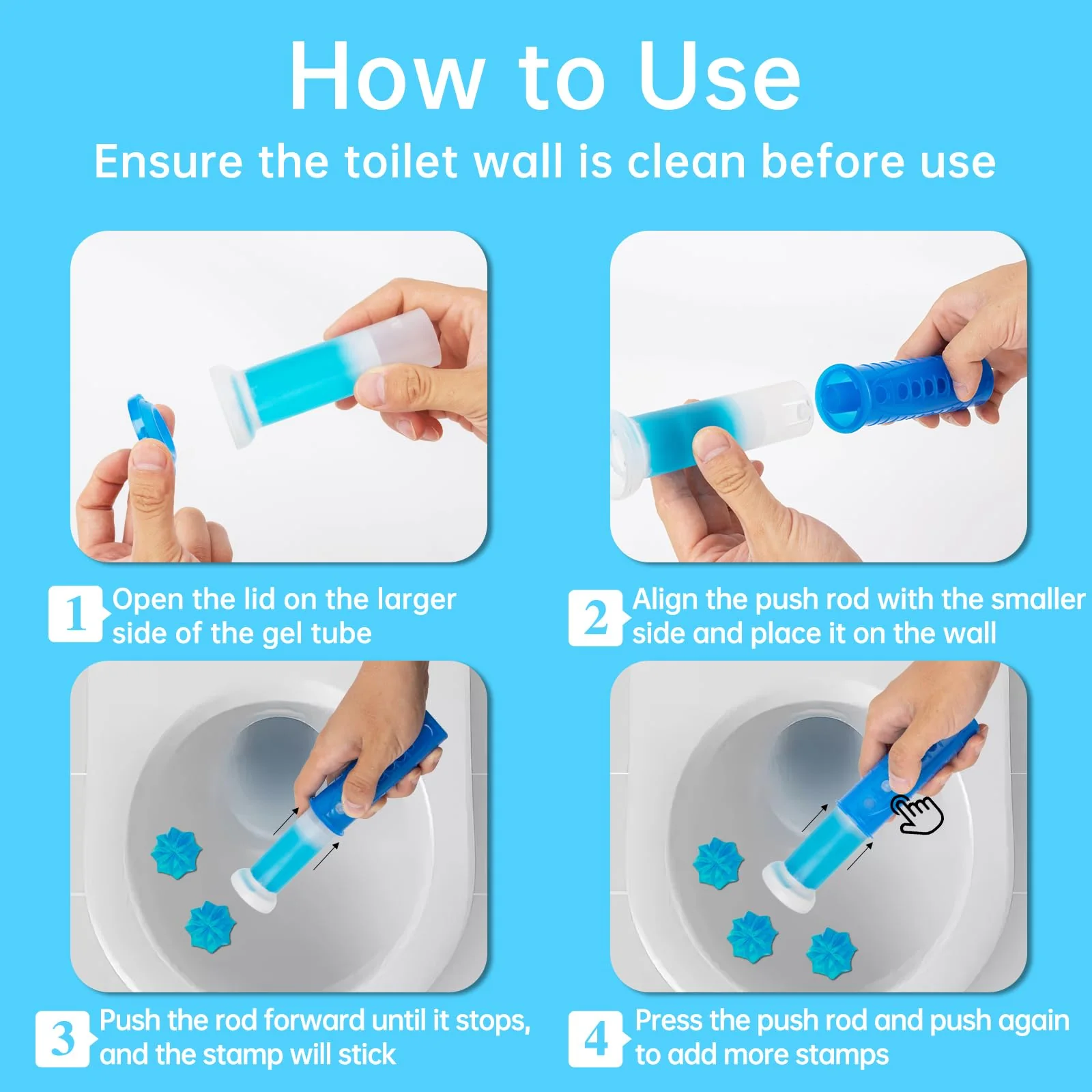 6 Packs Toilet Bowl Gel Stamp - Replacement Gel Toilet Bowl Cleaning Stamps Compatible with Scrubbing Bubbles, Stop Limescale and Rings, for Cleaning and Refreshing, 6 Pack with Dispenser - Image 4