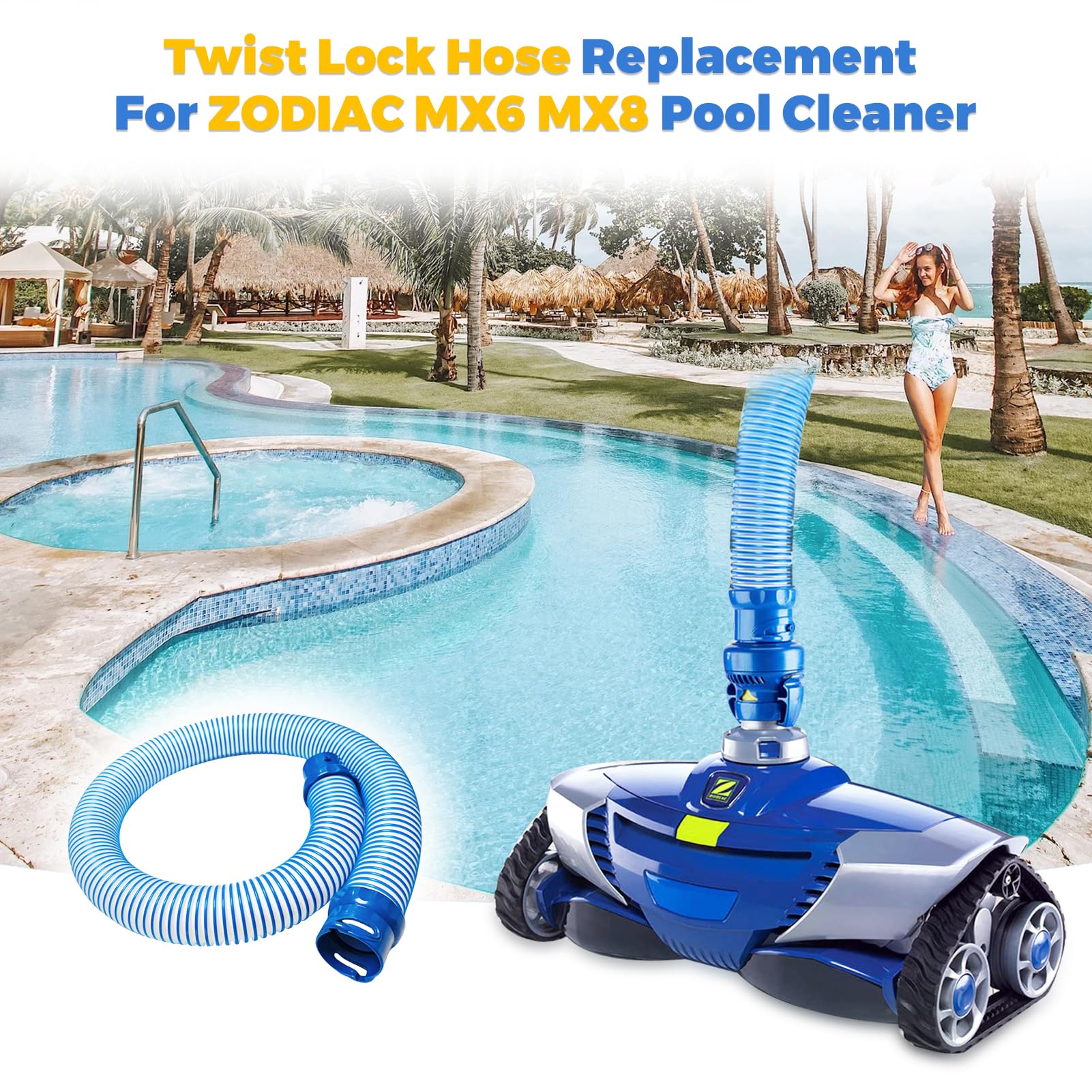 6 PCS Pool Cleaner Hose for X7 T3 T5 MX6 MX8, 39 in Swimming Pool Vacuum Hose Replacement Kit, R0527700 X38210S Twist Lock MX6 Replacement Parts - Image 3