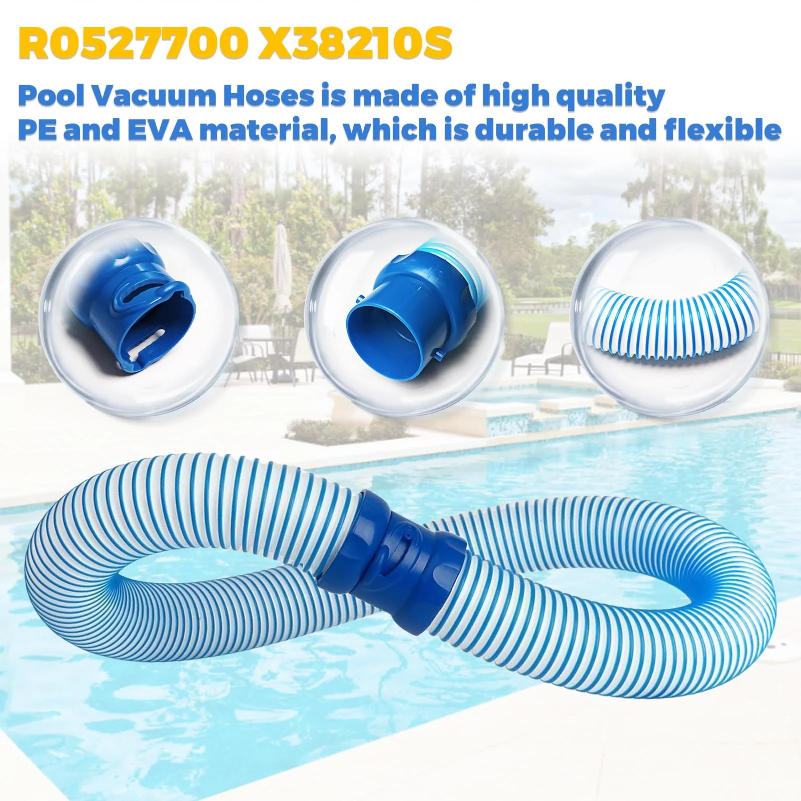 6 PCS Pool Cleaner Hose for X7 T3 T5 MX6 MX8, 39 in Swimming Pool Vacuum Hose Replacement Kit, R0527700 X38210S Twist Lock MX6 Replacement Parts - Image 4