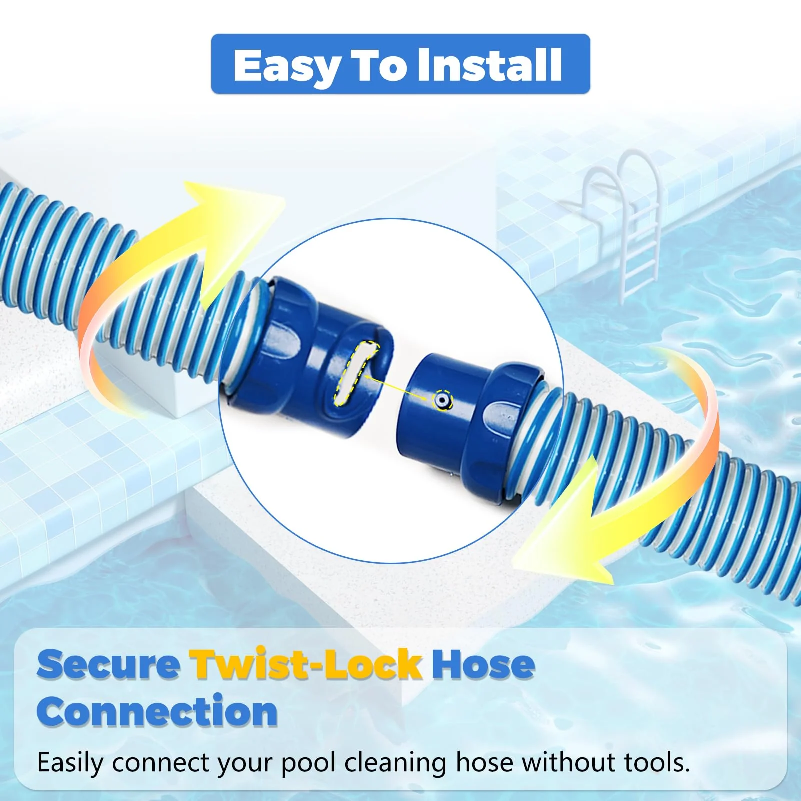 6 PCS Pool Cleaner Hose for X7 T3 T5 MX6 MX8, 39 in Swimming Pool Vacuum Hose Replacement Kit, R0527700 X38210S Twist Lock MX6 Replacement Parts - Image 5