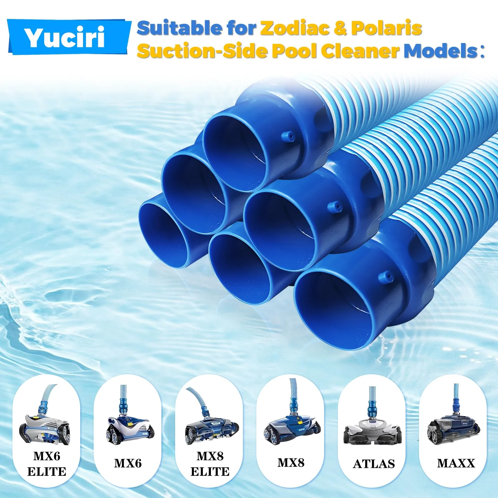 6 PCS Pool Cleaner Hose for X7 T3 T5 MX6 MX8, 39 in Swimming Pool Vacuum Hose Replacement Kit, R0527700 X38210S Twist Lock MX6 Replacement Parts - Image 6