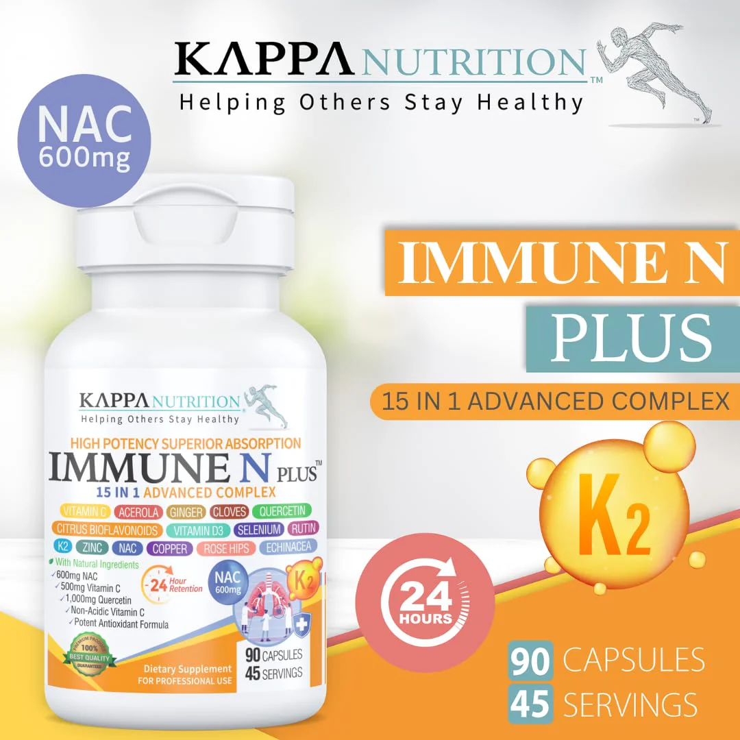 (60 Capsules), NAC 600mg, Quercetin 1,000mg, Vitamin C 500mg, Zinc 50mg, Vitamin D3 5,000iu, Selenium, Copper, Acerola, Ginger, Rutin, Citrus Bioflavonoids, Rose Hips, Echinacea, Immune N Plus 15 in 1 - Image 6