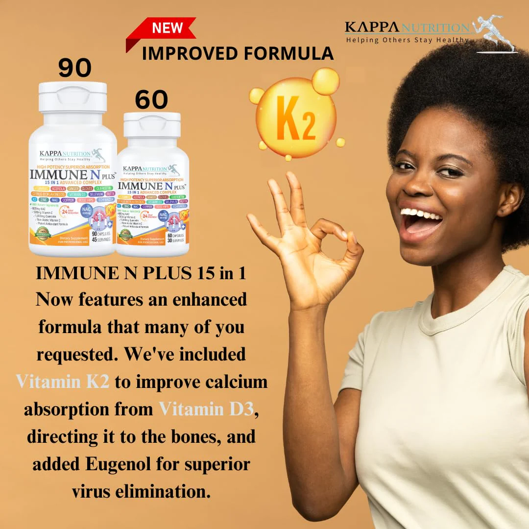 (60 Capsules), NAC 600mg, Quercetin 1,000mg, Vitamin C 500mg, Zinc 50mg, Vitamin D3 5,000iu, Selenium, Copper, Acerola, Ginger, Rutin, Citrus Bioflavonoids, Rose Hips, Echinacea, Immune N Plus 15 in 1 - Image 7