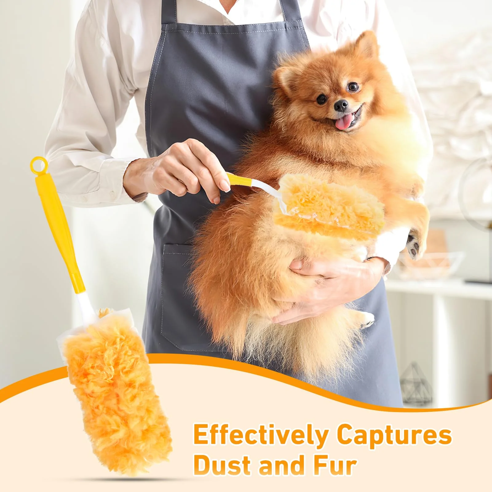 60 Count Heavy Duty Duster Refills for Swiffer, Multisurface 360° Larger Size Dusters with 4X Microfibers, Disposable Dusters for Pet, Cleaning Home, Blinds, Fans, Corners (60 pcs-Orange) - Image 5