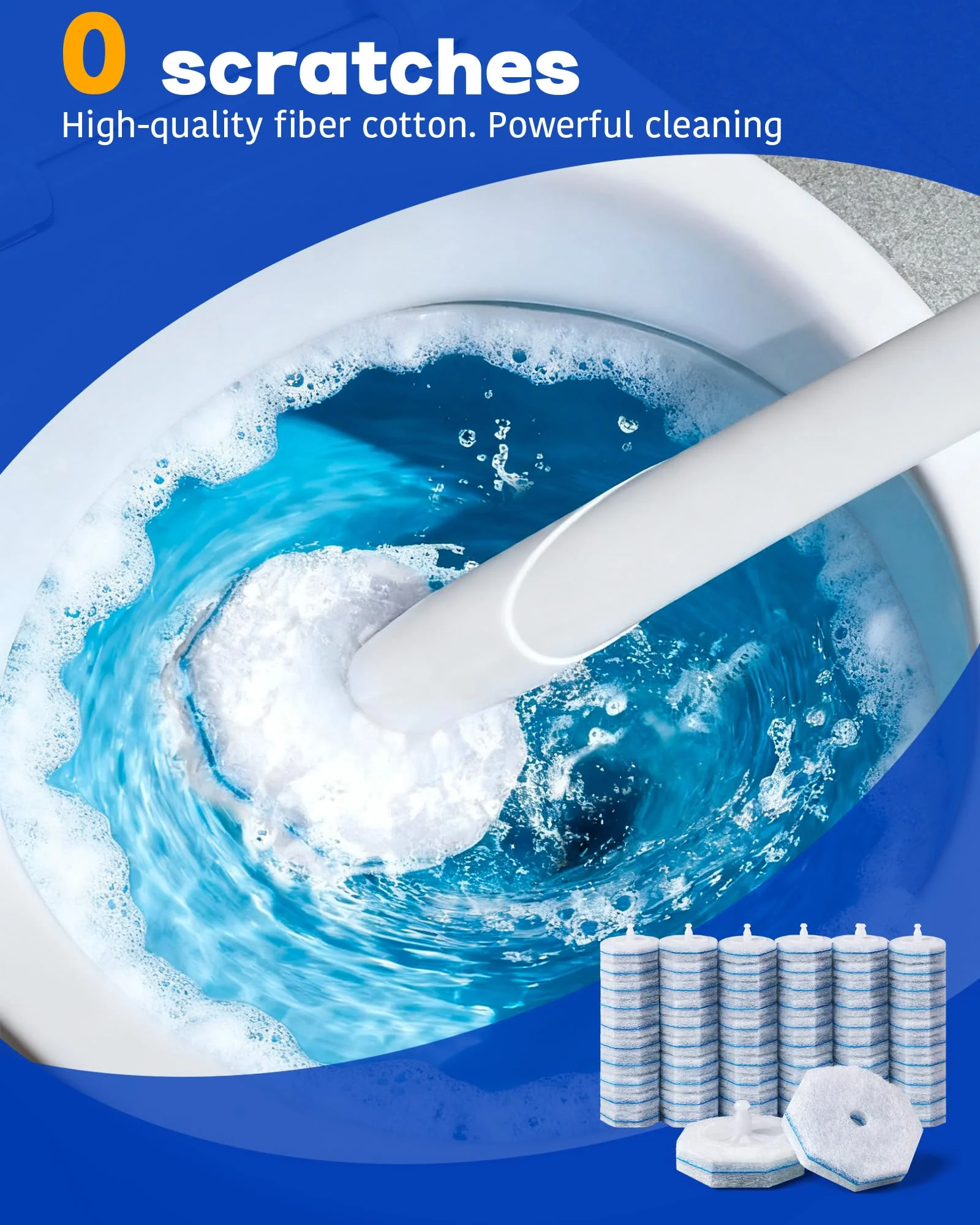 60 Pack Toilet Wand Refills Compatible with Clorox Toilet Brushes, Instant Foam Cleaning, Secure Lock No Slipping, Odor Neutralizing, Easy Snap-On Design - Image 4