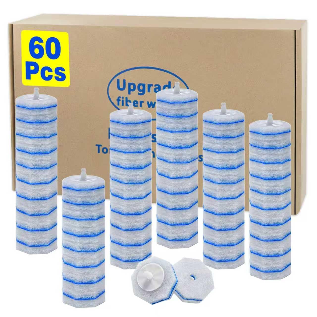60pcs Disposable Toilet Wand Refills for Clorox,Replacement Brush Heads Compatible With Most Toilet Wand Refill System,Upgrade Fiber Cleaner Heads for Closestool Cleaning.(not included brush rod)