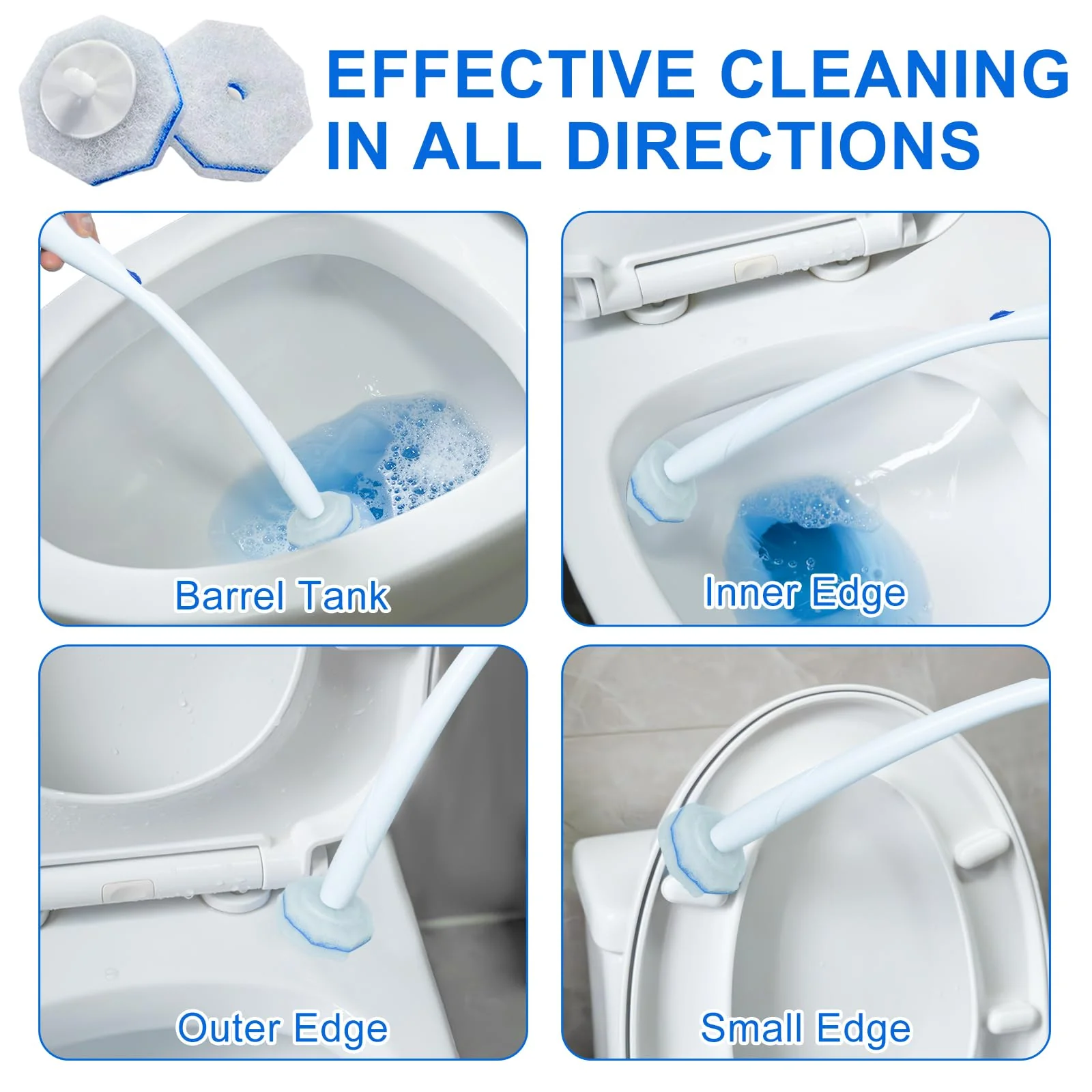 60pcs Disposable Toilet Wand Refills for Clorox,Replacement Brush Heads Compatible With Most Toilet Wand Refill System,Upgrade Fiber Cleaner Heads for Closestool Cleaning.(not included brush rod) - Image 2