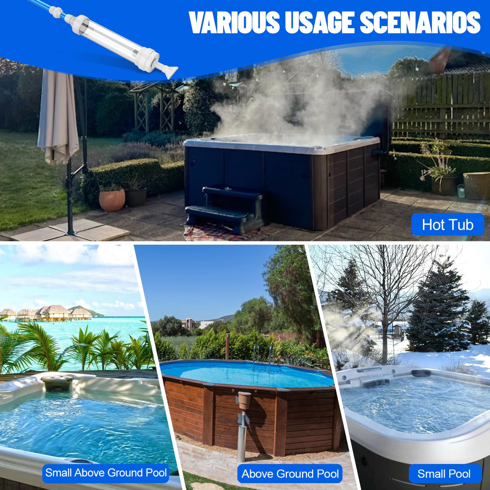 6250 Paradise Power Spa Vacuum for Hot Tub, No Pumping, No Batteries or Electricity, Portable Vacuum Spa Vac Cordless, Handheld Hot Tub Vacuums Picks Up Sand, Leaves & Debris, Water Pressure Powered - Image 3