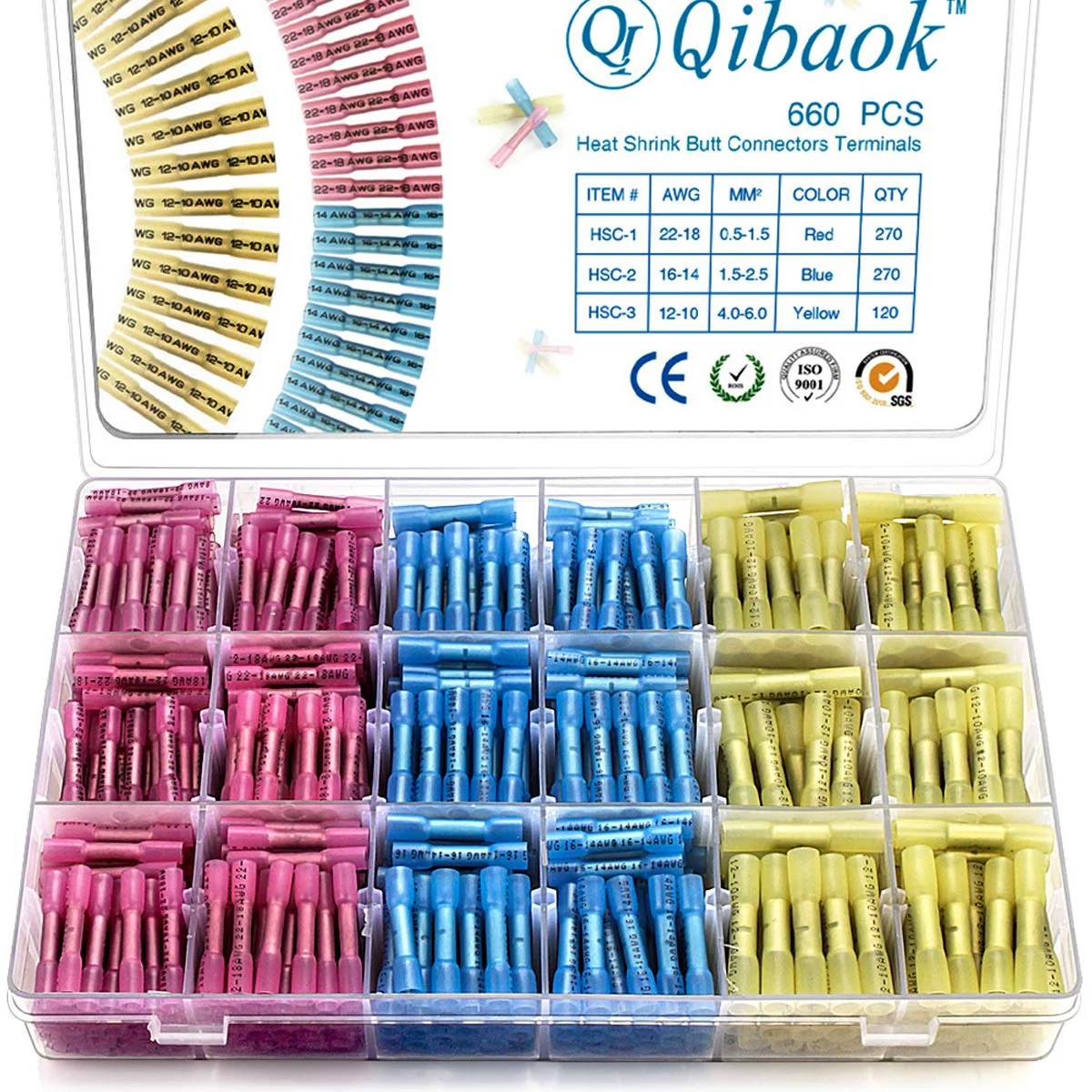 660 PCS Heat Shrink Butt Connectors Qibaok Crimp Electrical Wire Connector Waterproof Insulated Butt Splice Terminal for Automotive Marine Boat Truck Trailer Stereo - Image 2