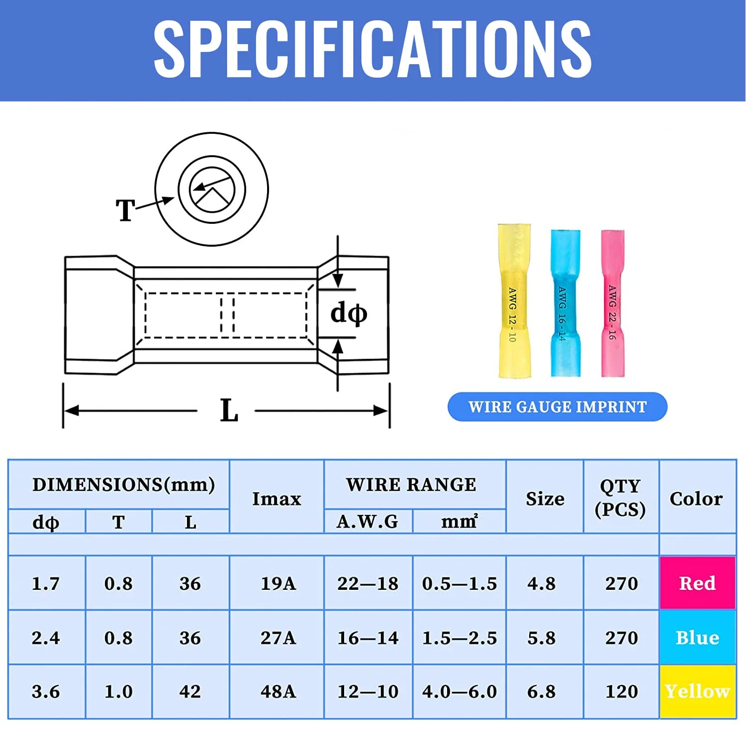 660 PCS Heat Shrink Butt Connectors Qibaok Crimp Electrical Wire Connector Waterproof Insulated Butt Splice Terminal for Automotive Marine Boat Truck Trailer Stereo - Image 3