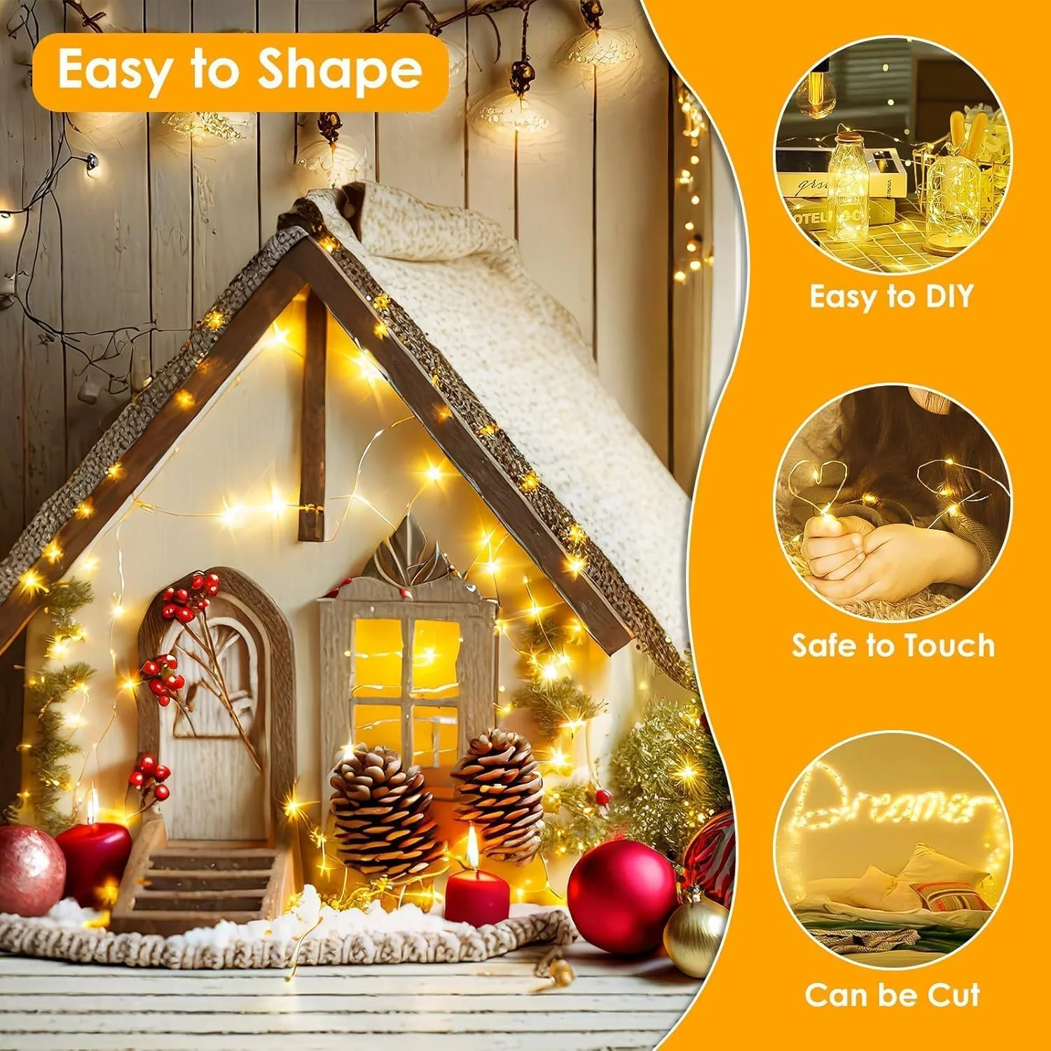 66Ft 200LED Fairy Lights Plug in with Remote, Waterproof String Lights Outdoor & Indoor 8 Modes with Timer, LED Twinkle Lights for Girl's Room Garden Patio Halloween Christmas Decorations (Warm White) - Image 6