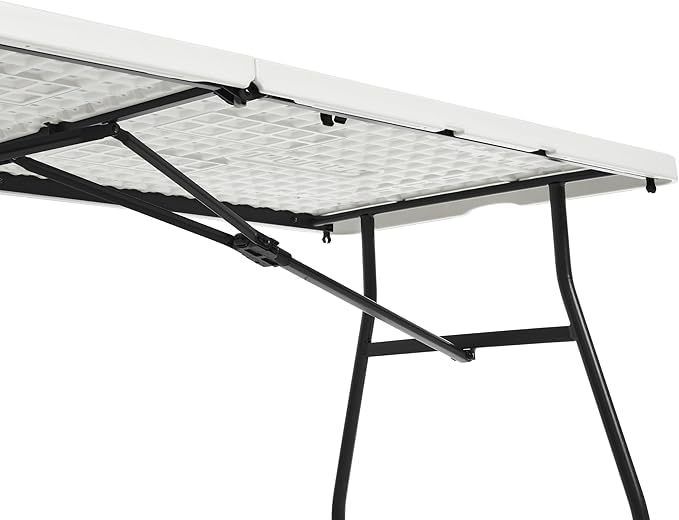 6ft Portable Folding Table Heavy Duty – White Plastic Picnic Party Table with Handle for Camping, Backyard BBQ, Vendor Events, Christmas Use - Image 6