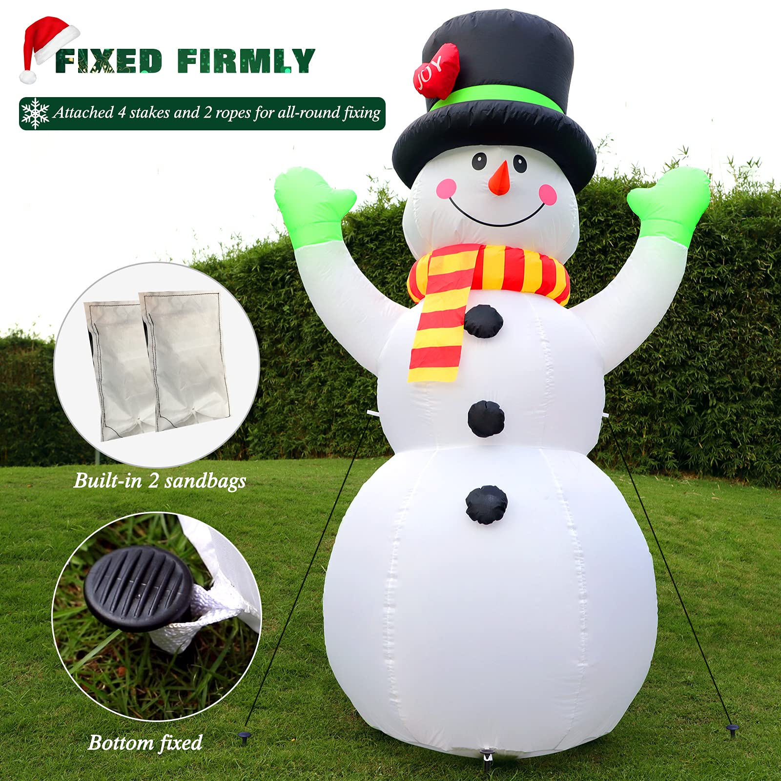 7 FT Christmas Inflatables Giant Snowman Outdoor Decorations, Blow up Snow Man Yard Decor Built-in Bright LED Light Wear Magic Hat, Weatherproof Holiday for Garden Patio Lawn Party Xmas Gifts - Image 4